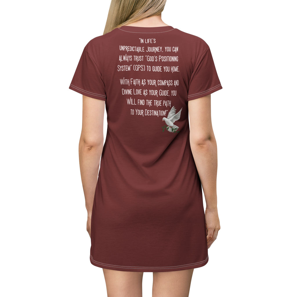 Gods Positioning System (GPS) Cardinal Red SlumberWear  T-Dress With-A-Message. Mix With CC Blu Matched Undies & Sox