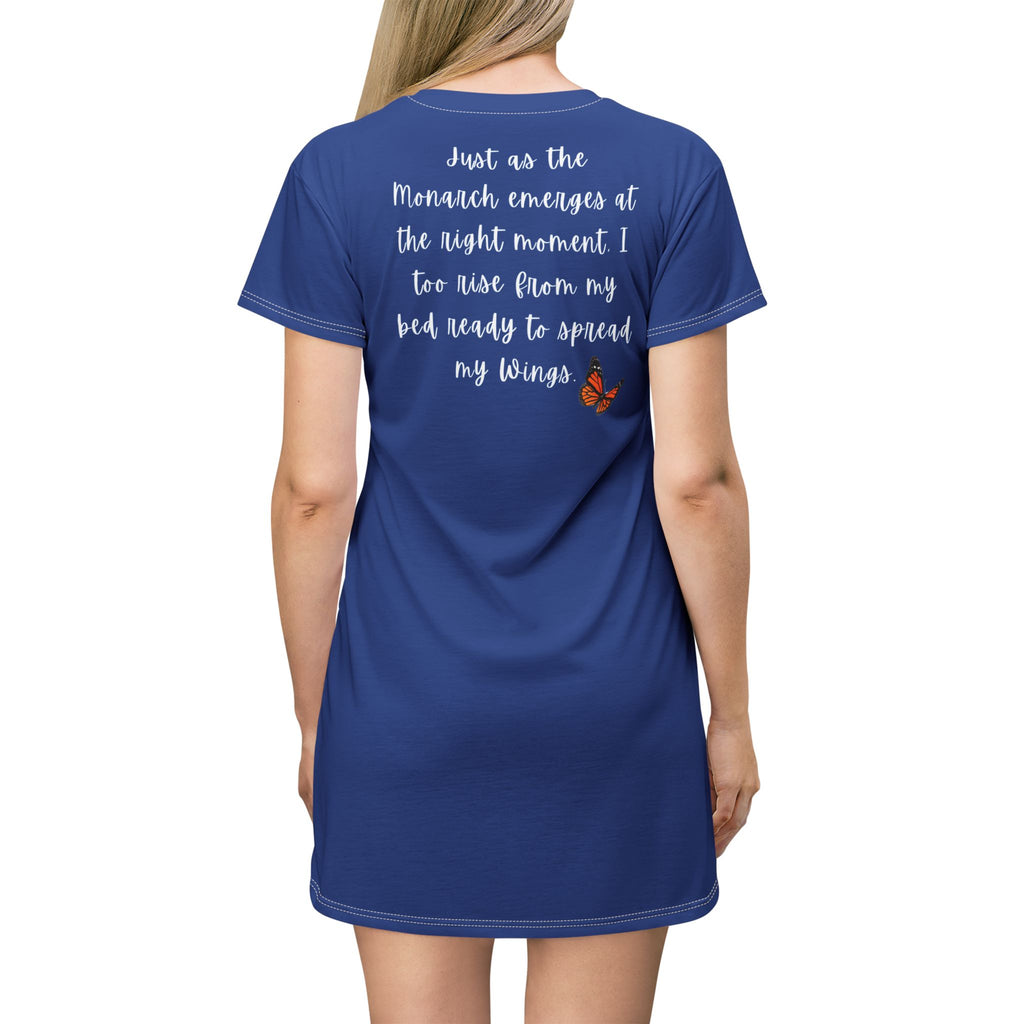 Woman's Monarch Miracle Inspired Royalty Blue Sleeper T-Dress With-A-Message That Matches CC Blu's SlumberWear Undies & Socks!
