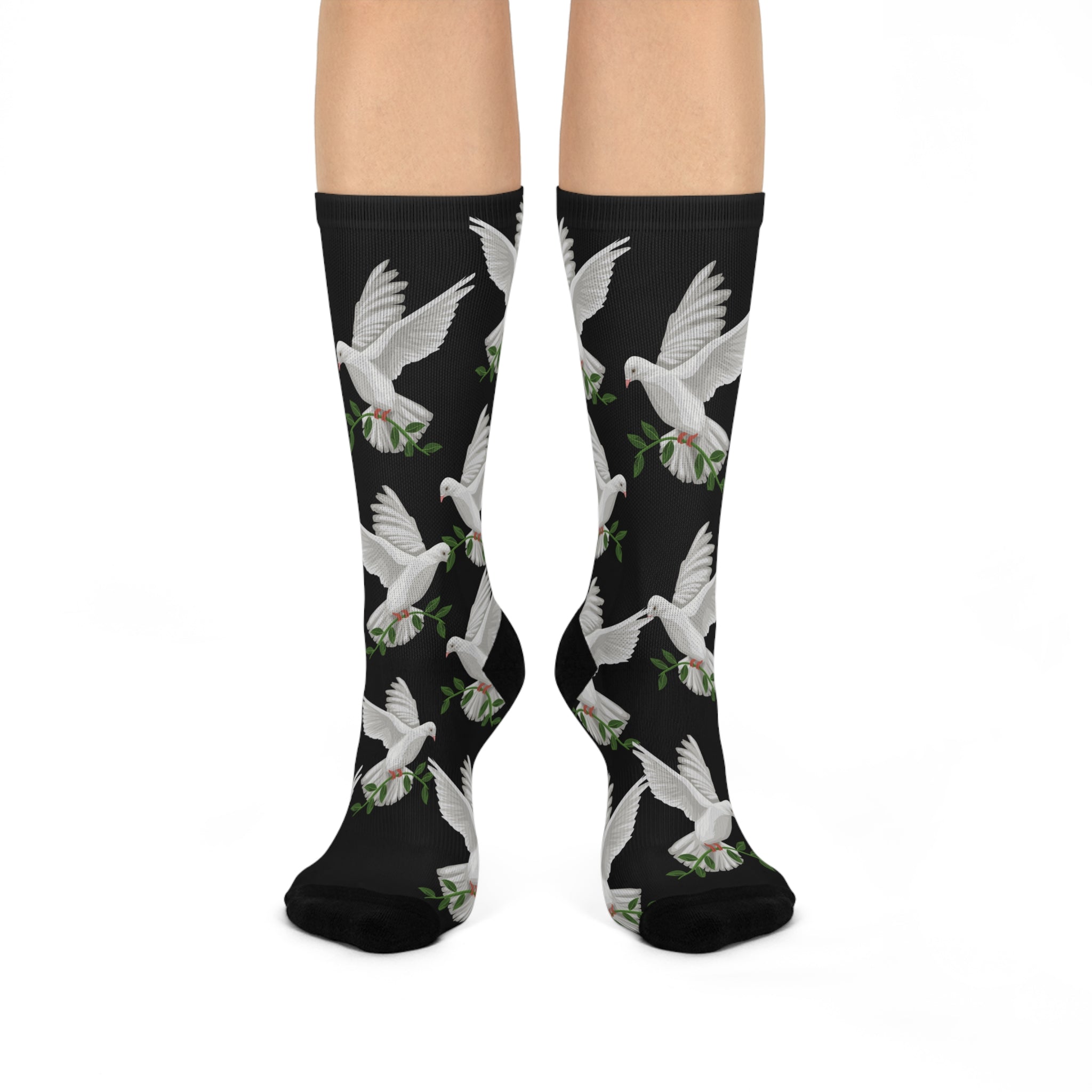 God's Positioning System-GPS-Dove Of Peace Black Socks, Bring Style To Your Feet! Match It-With With CC Blu's Sleeper T-Dress.
