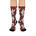 God's GPS Cardinal Red "Dove Of Peace" Socks Will Guide Your Feet Home! Match Them With CC Blu's Sleeper T-Dress & "Little-Boy" Shorts.