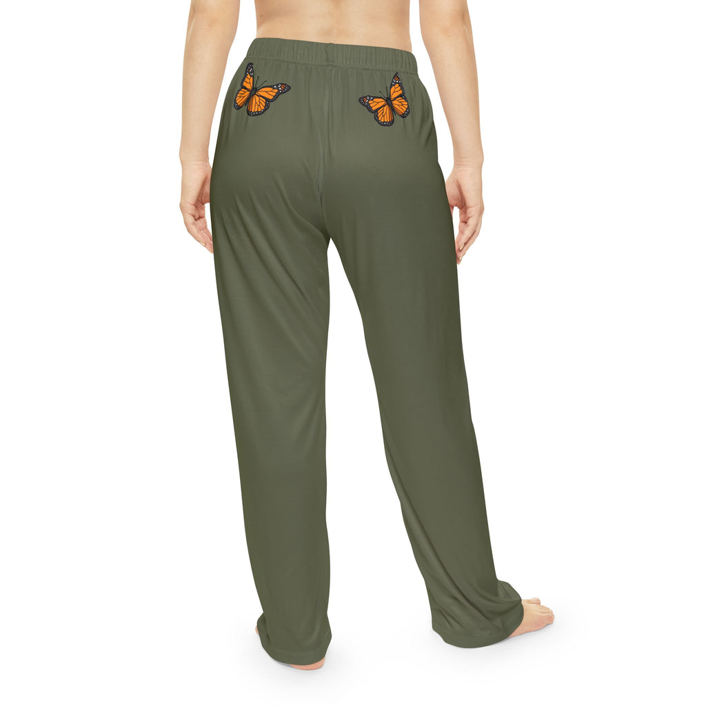 Woman's Inspirational Monarch Miracle Military Green Pajama Bottoms With-A-Message! Mix & Match with CC Blu's SlumberWear