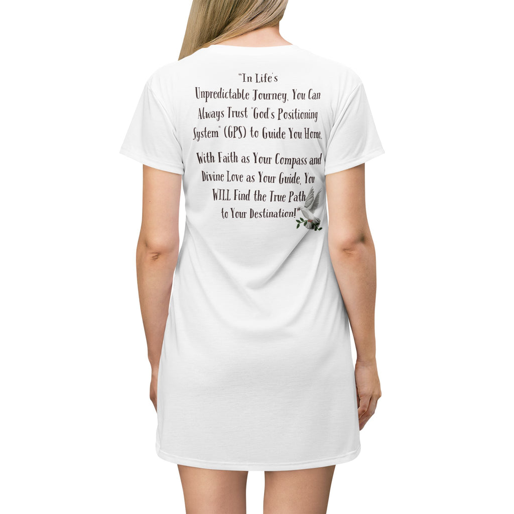 GPS God's Positioning System Whisper White Sleeper T-Dress With-A-Message. Match With CC Blu's SlumberWear Undies & Socks.