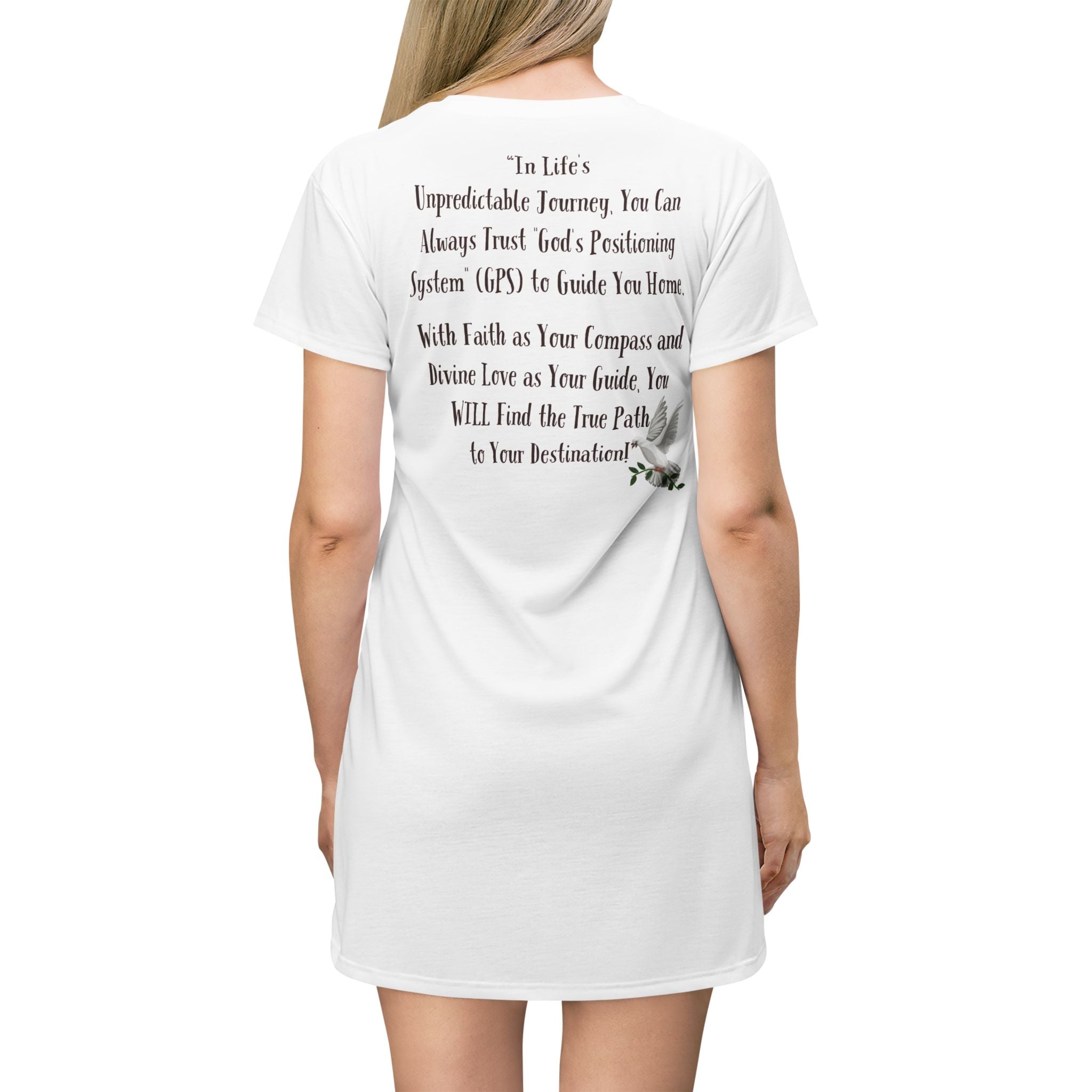 GPS God's Positioning System Whisper White Sleeper T-Dress With-A-Message. Match With CC Blu's SlumberWear Undies & Socks.