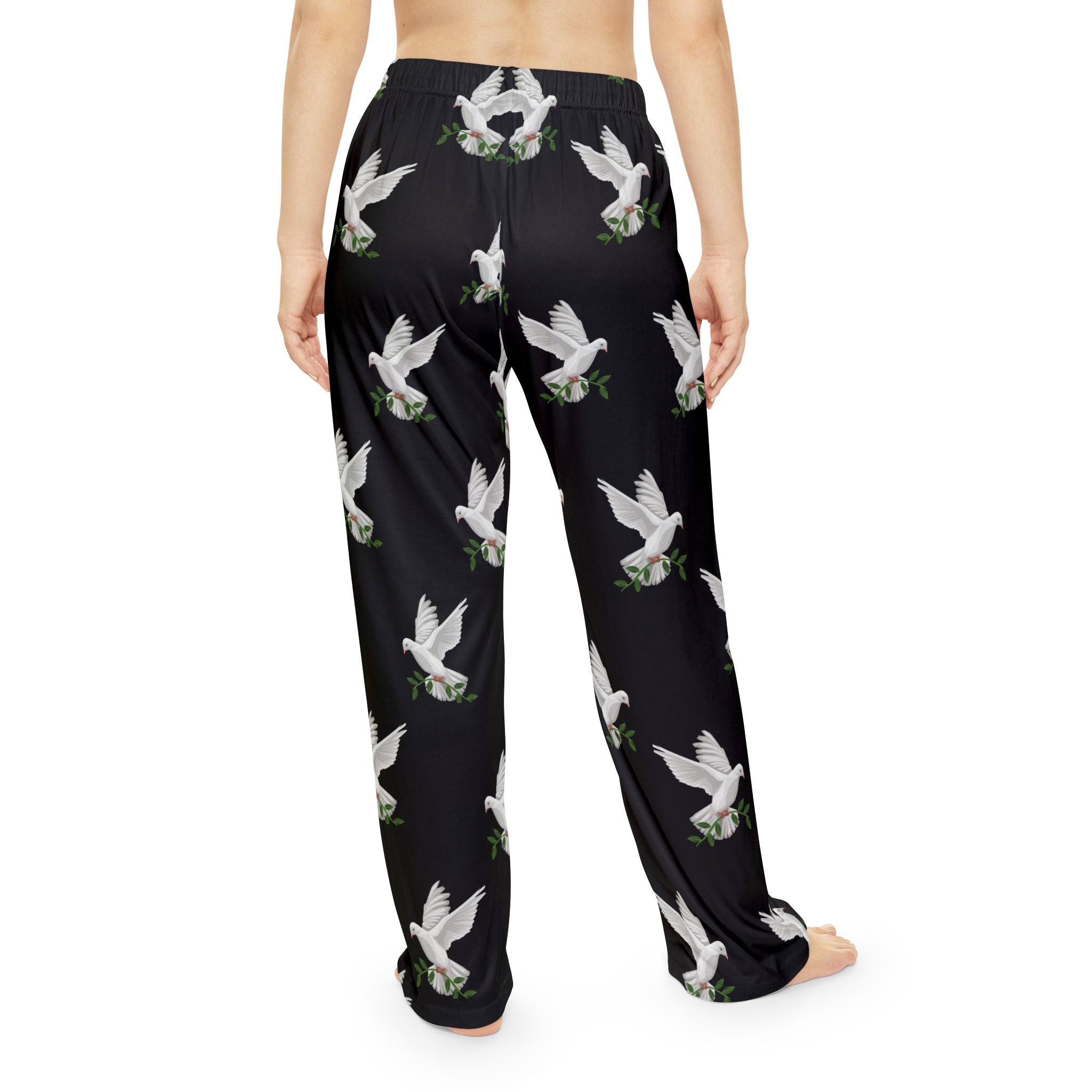 CC Blu's Black Dove of Peace Pajama Bottoms are Made to Match God's GPS Black Hooded Sleeper Shirt!