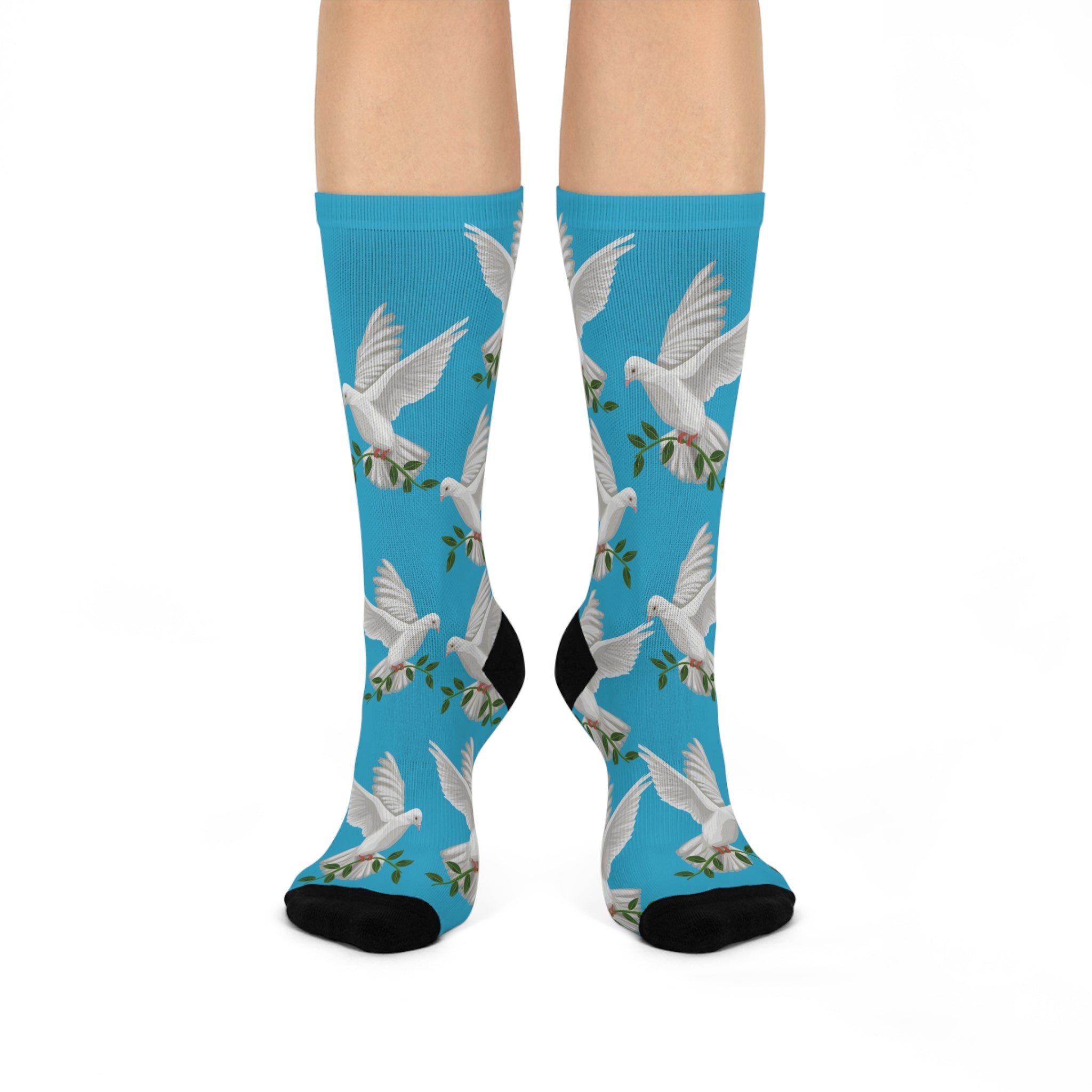 GPS: God's Positioning System Teal "Peace" Socks Cushioned Heel-&-Toe. Buy It With CC Blu's Matching Sleeper T-Dress & Undies