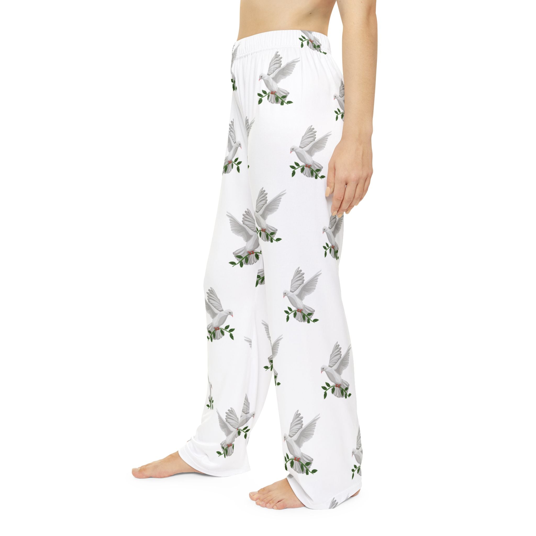 CC Blu's White Dove of Peace Pajama Bottoms Are Made to Match God's GPS White Hooded Sleeper Shirt, PJ Bottoms, & Sicks!