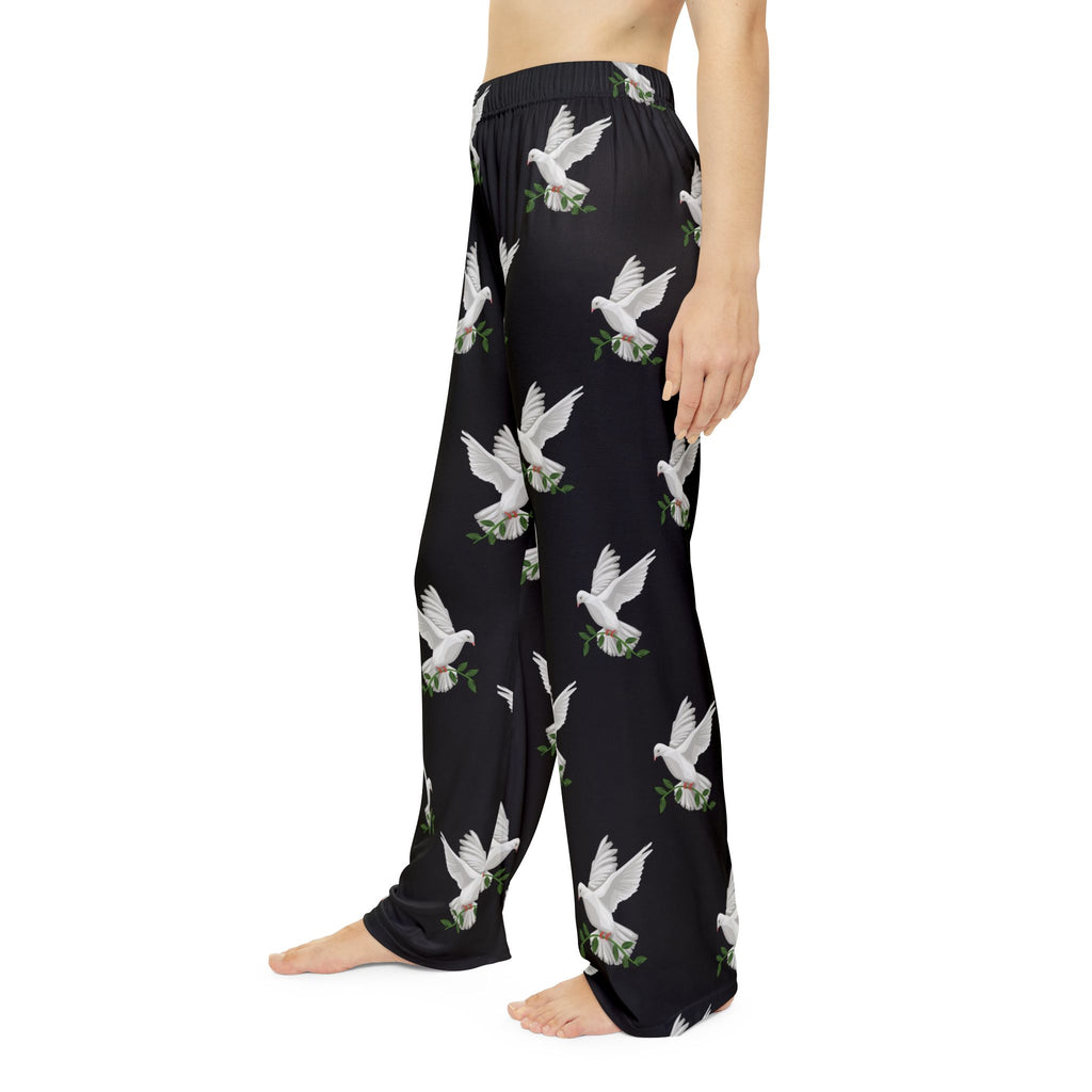 CC Blu's Black Dove of Peace Pajama Bottoms are Made to Match God's GPS Black Hooded Sleeper Shirt!