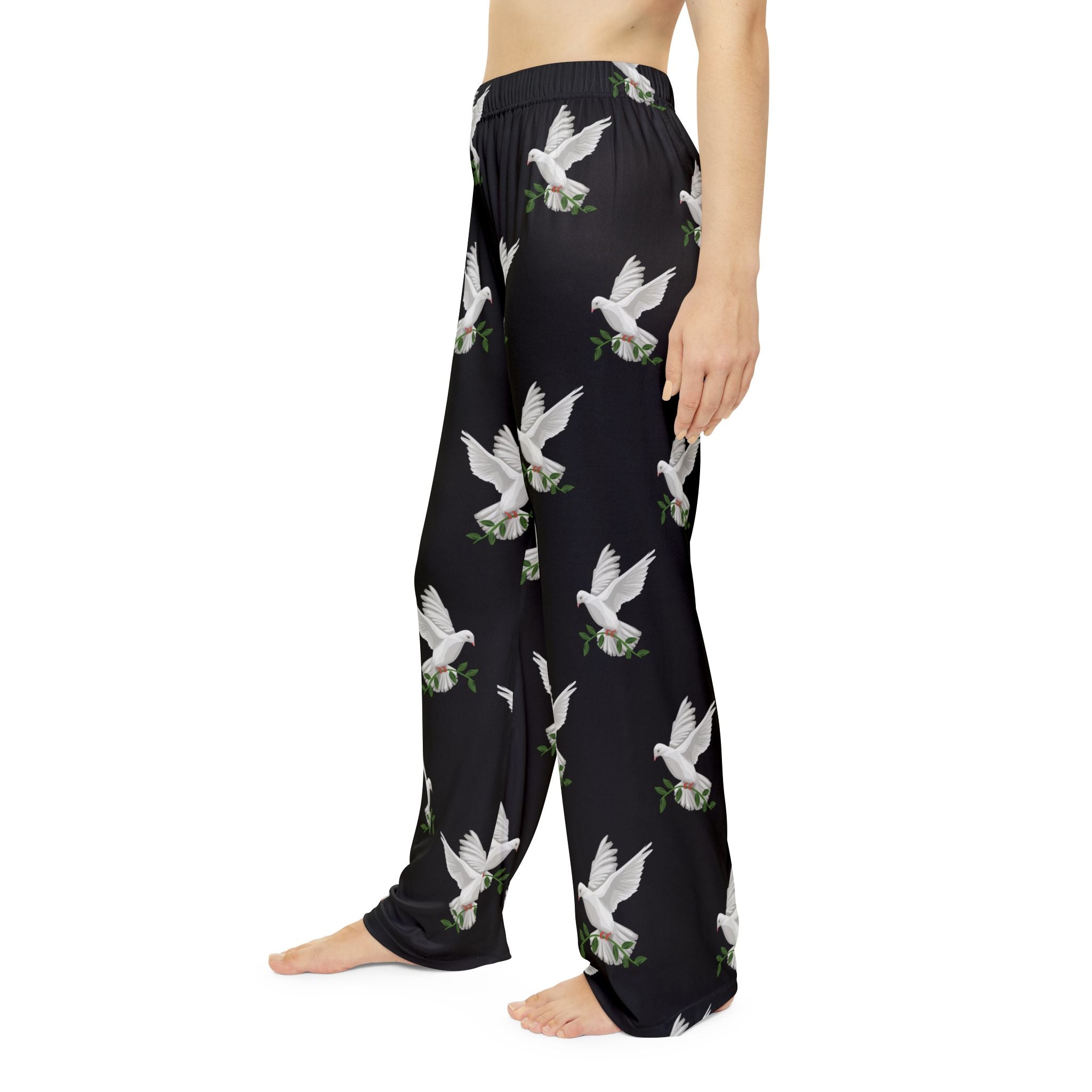 CC Blu's Black Dove of Peace Pajama Bottoms are Made to Match God's GPS Black Hooded Sleeper Shirt!