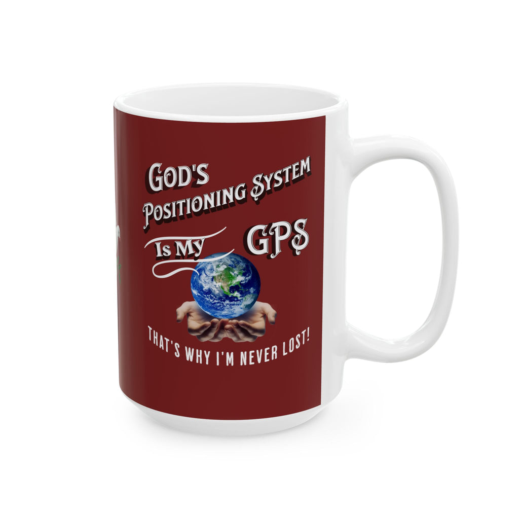 Gods Positioning System (GPS) Cardinal Red "Mug-With-A-Message". Add with CC Blu's Matching Tracking Journal & Map Your Day!