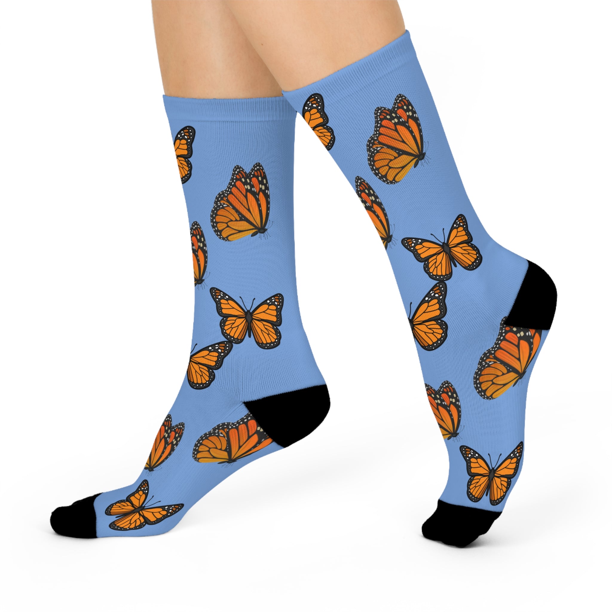 Monarch Miracle Inspirational Carolina Blue Cushioned Heel-&-Toe Stretch Socks. Mix & Match With Gift Sets.