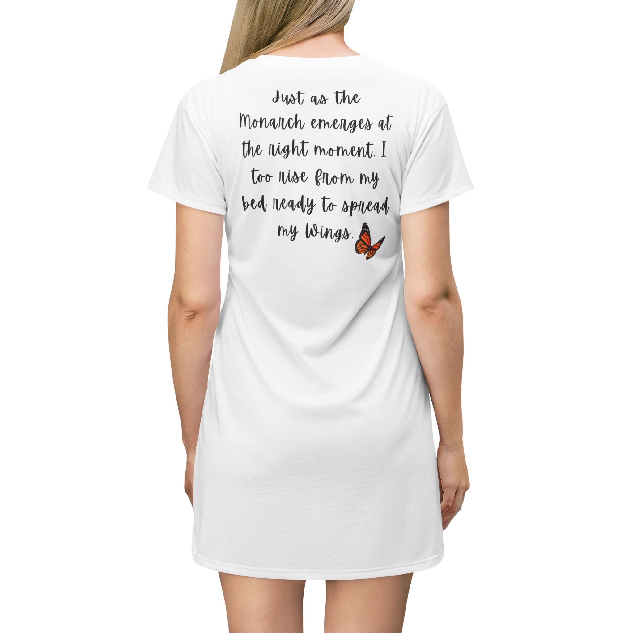 Inspirational Women's Monarch Miracle Wishful White Sleeper Shirt T-Dress With-A-Message! Add CC Blu's Matching SlumberWear!