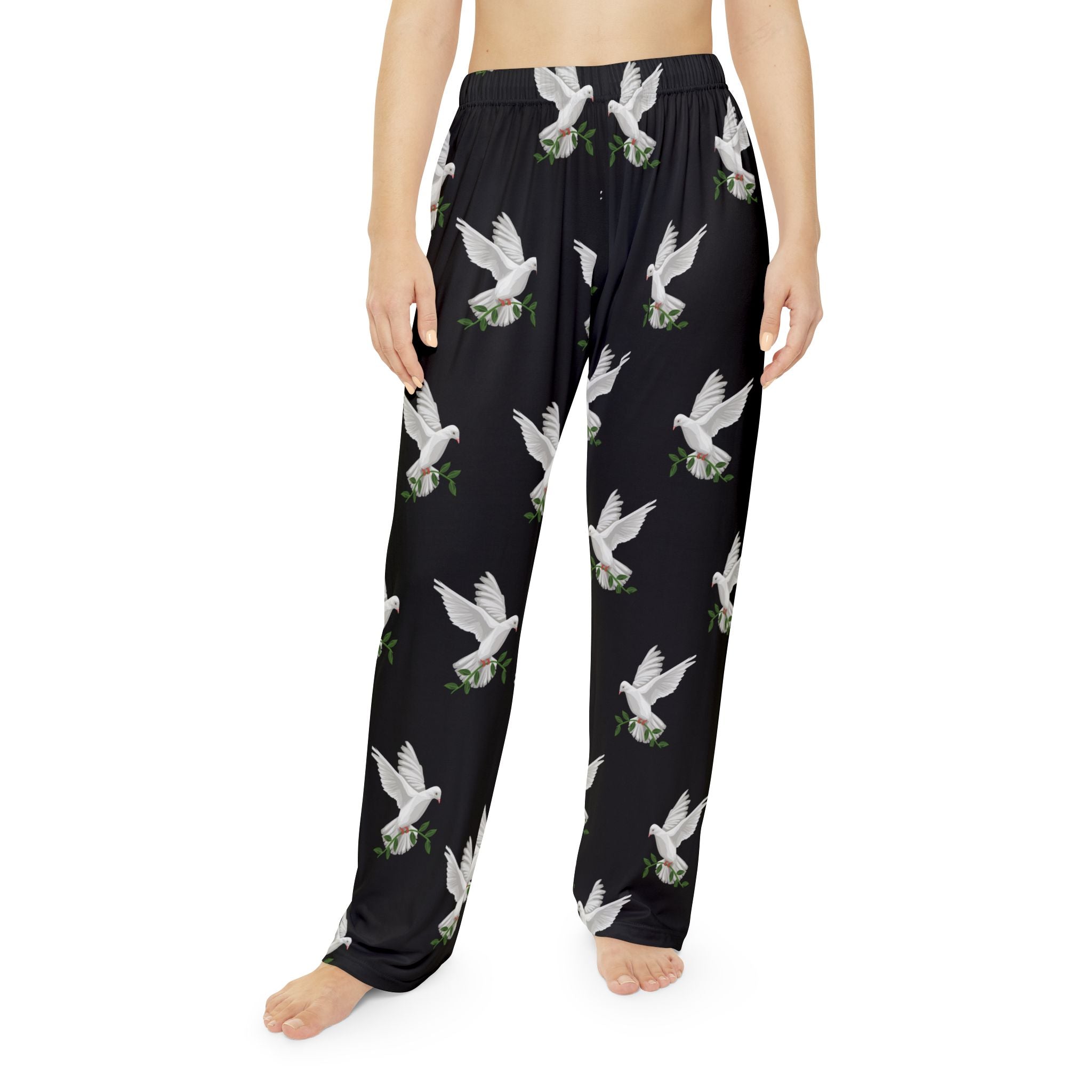 CC Blu's Black Dove of Peace Pajama Bottoms are Made to Match God's GPS Black Hooded Sleeper Shirt!
