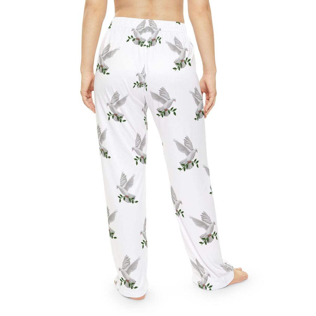CC Blu's White Dove of Peace Pajama Bottoms are Made to Match God's GPS White Hooded Sleeper Shirt, PJ Bottoms, & Sicks!
