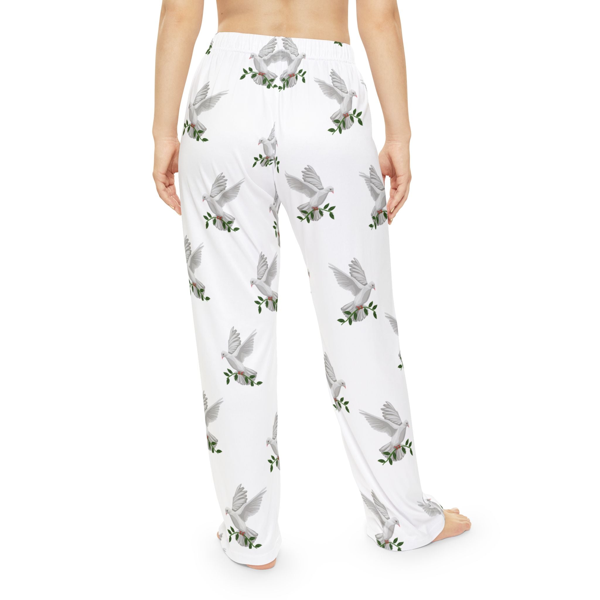 CC Blu's White Dove of Peace Pajama Bottoms are Made to Match God's GPS White Hooded Sleeper Shirt, PJ Bottoms, & Sicks!