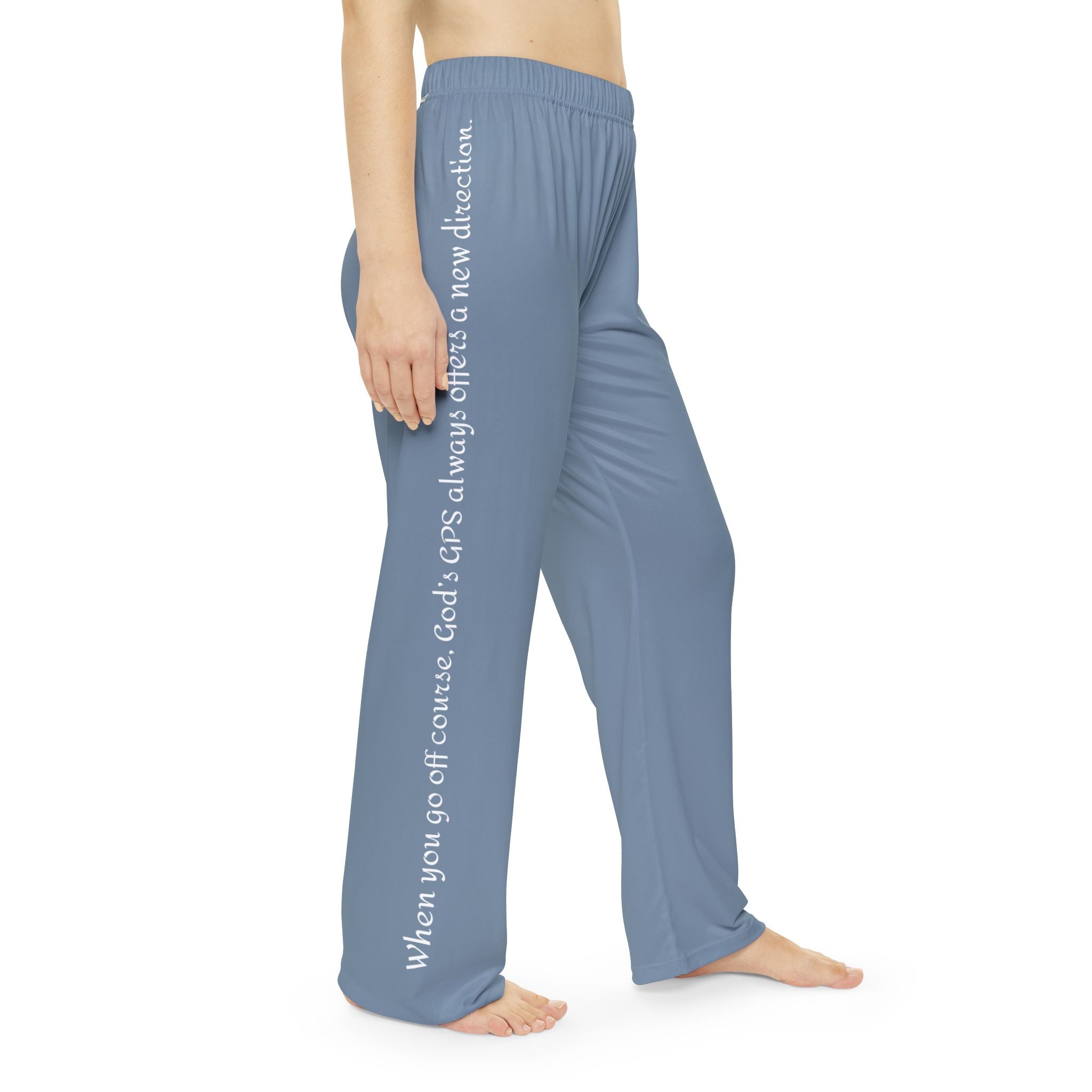 God's Blue Jean GPS Pajama Bottoms With a Message Have Driving Directions on Each Side, Match it with Blue Jean Premium Hoodie Sleep-Shirt & Socks