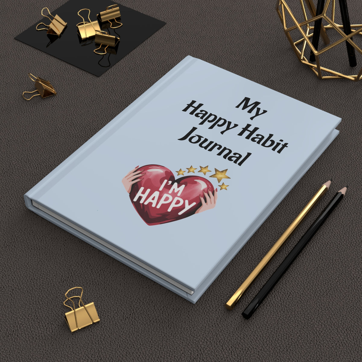 Happy Habit Blue Life-Tracking Inspirational Hardcover Journal. Add CC Blu SlumberWear Mix & Match Mug, Sleep-Shirt, With-A-Message, PJ Pants, & Socks!