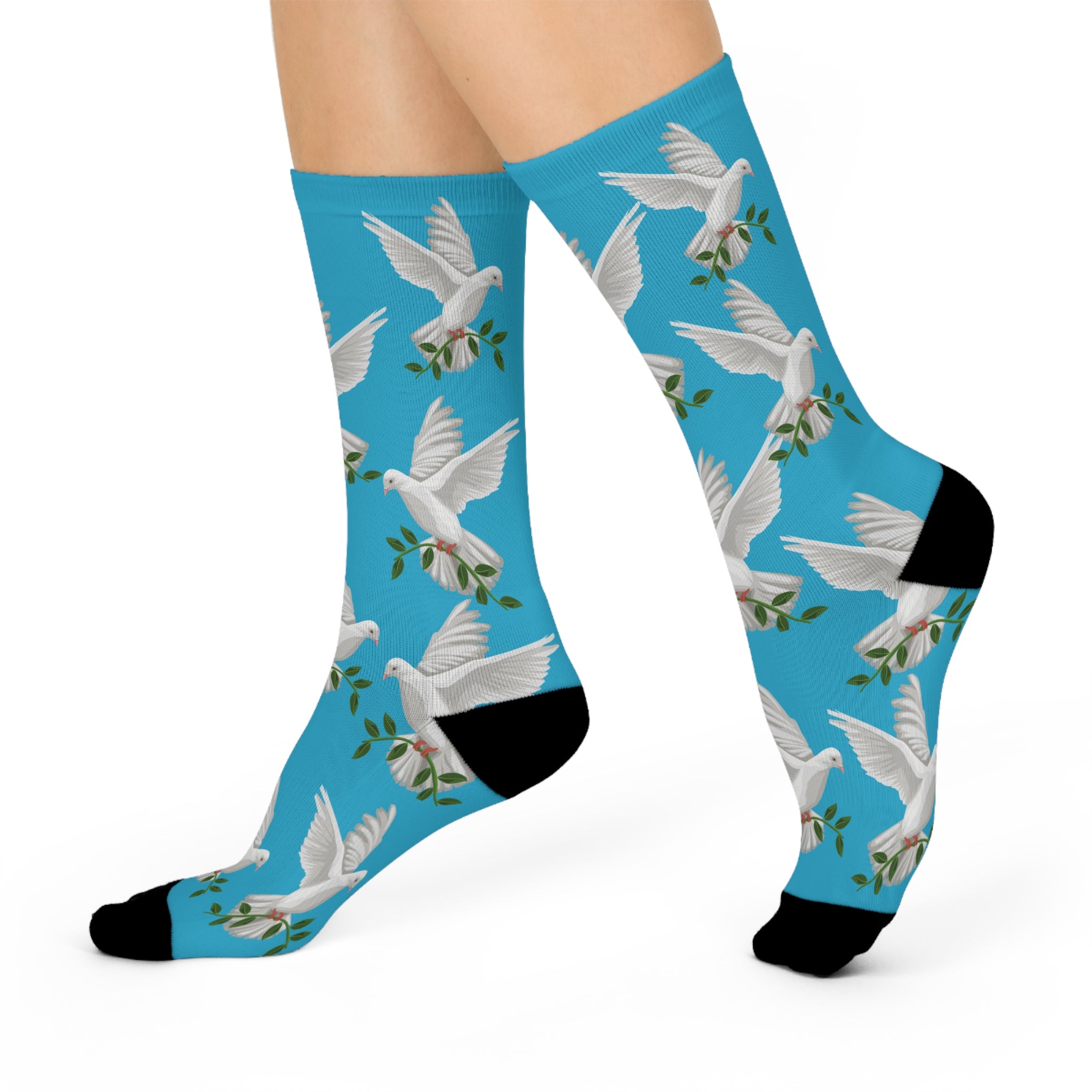 GPS: God's Positioning System Teal "Peace" Socks Cushioned Heel-&-Toe. Buy It With CC Blu's Matching Sleeper T-Dress & Undies