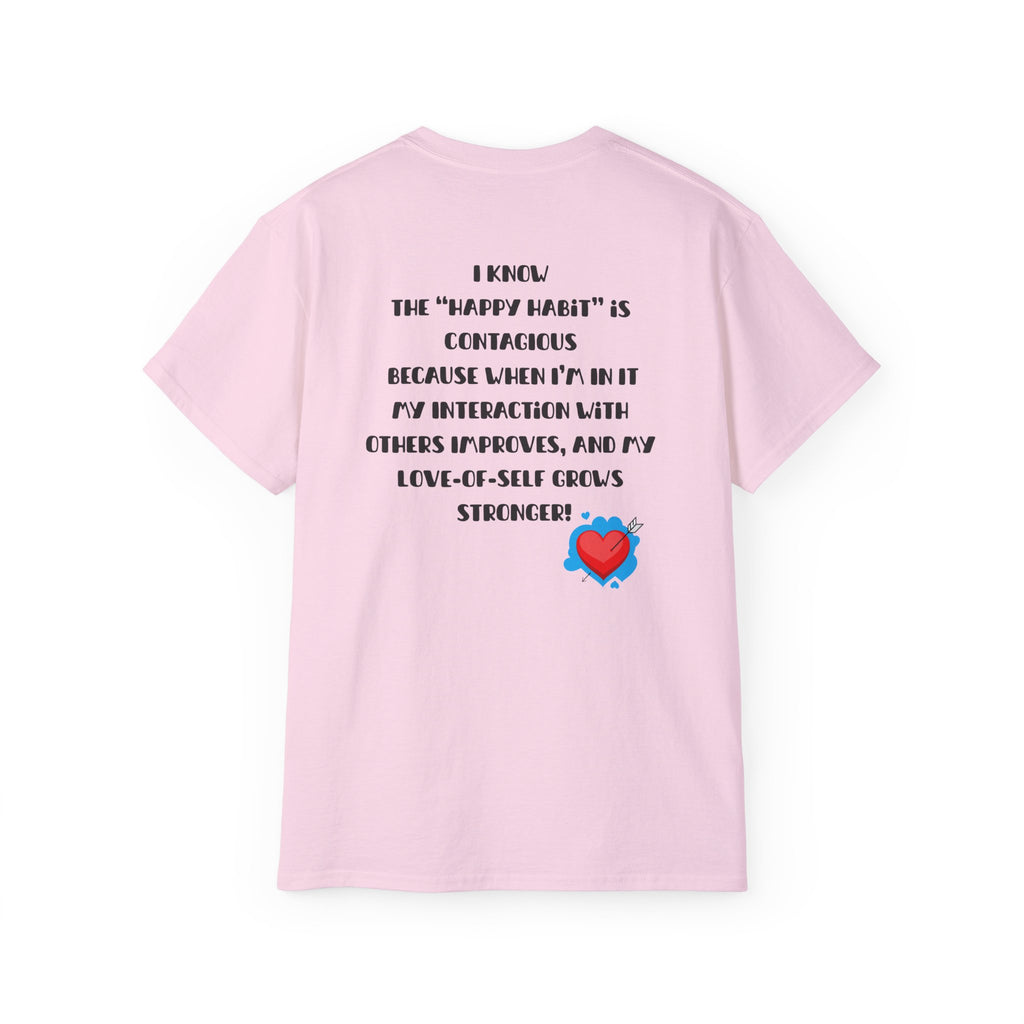 CC Blu Tickled Pink Happy Is a Habit Not a Mood | Women's Cotton Sleeper Tee With-A-Message! Mix & Match It With CC Blu SlumberWear PJ Pants, Mug & Sox!