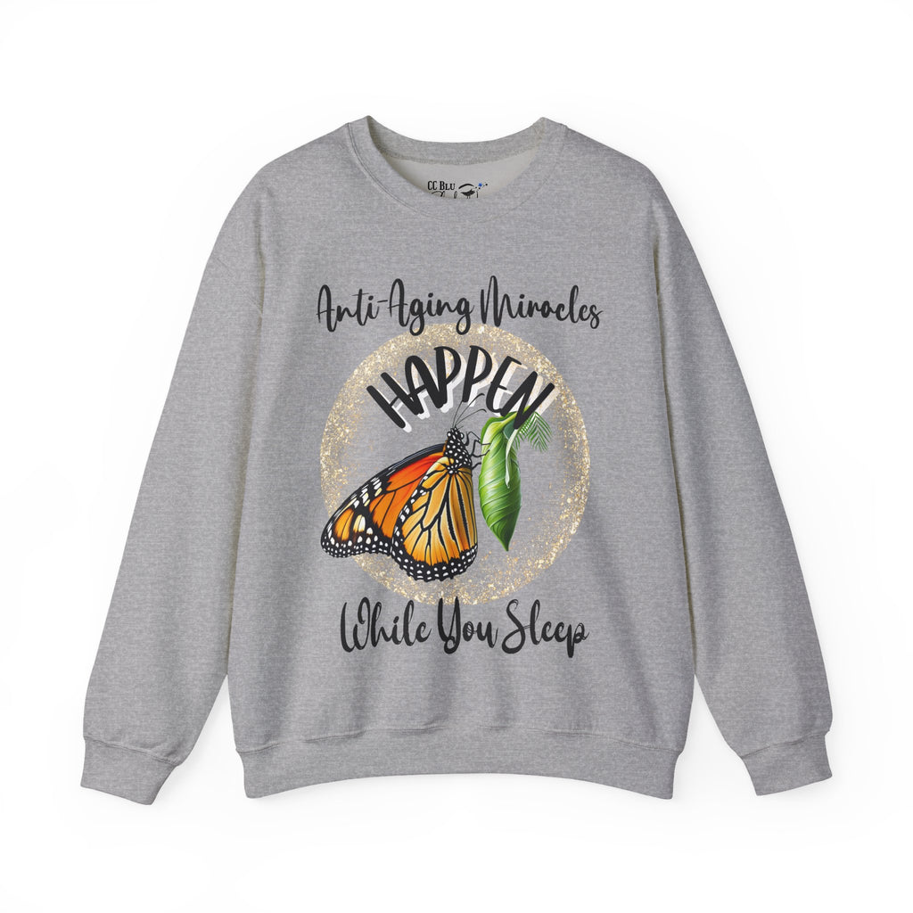 Women's Inspirational Monarch Sports Grey Sweatshirt Pajama Top! Mix & Match CC Blu's PJ Pants & Socks To Enhance Your Sleep!