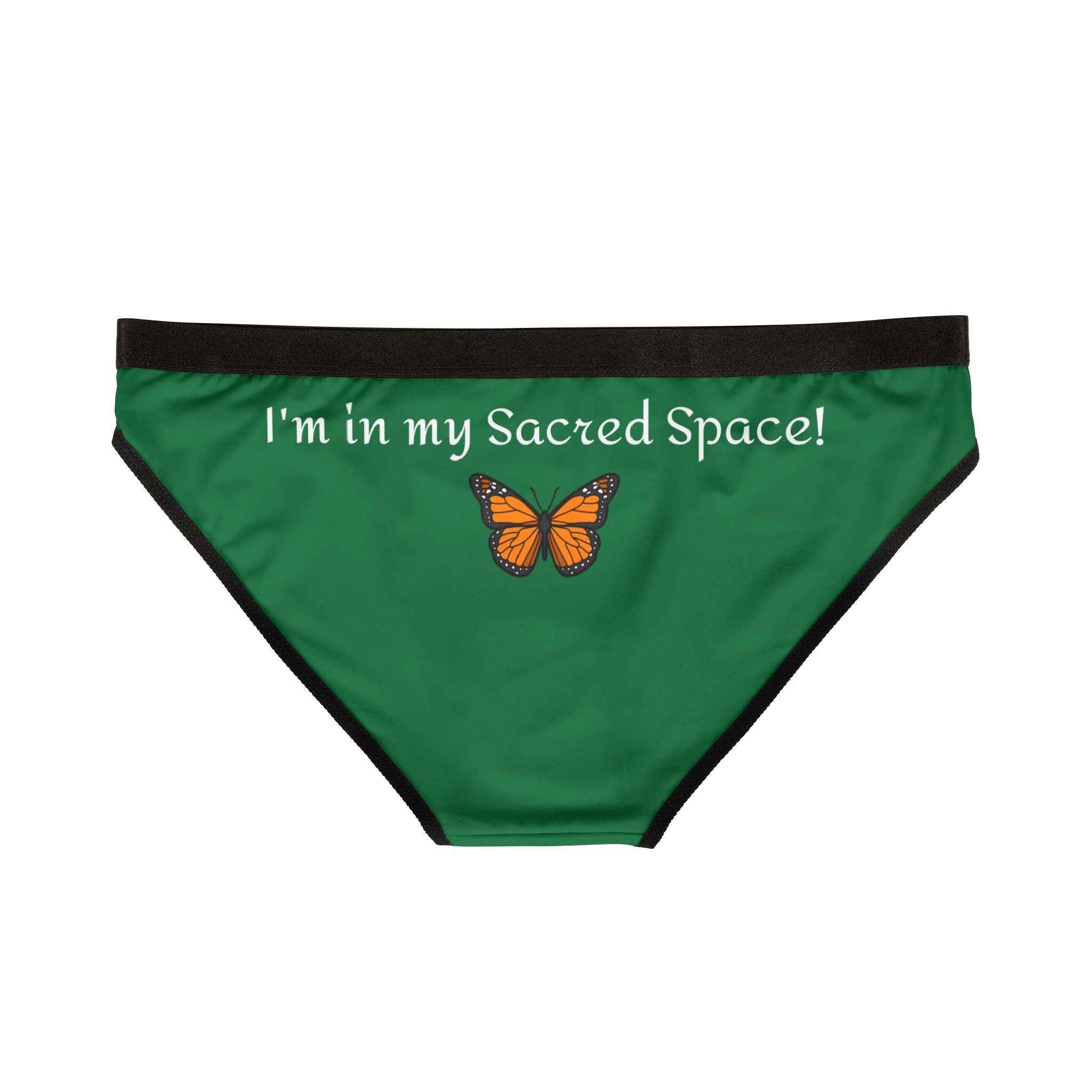 Women's Inspirational Monarch Miracle Goddess Green Hipster UnderWear With-A-Message. Buy It With CC Blu Matching SlumberWear T-Dress & Socks.