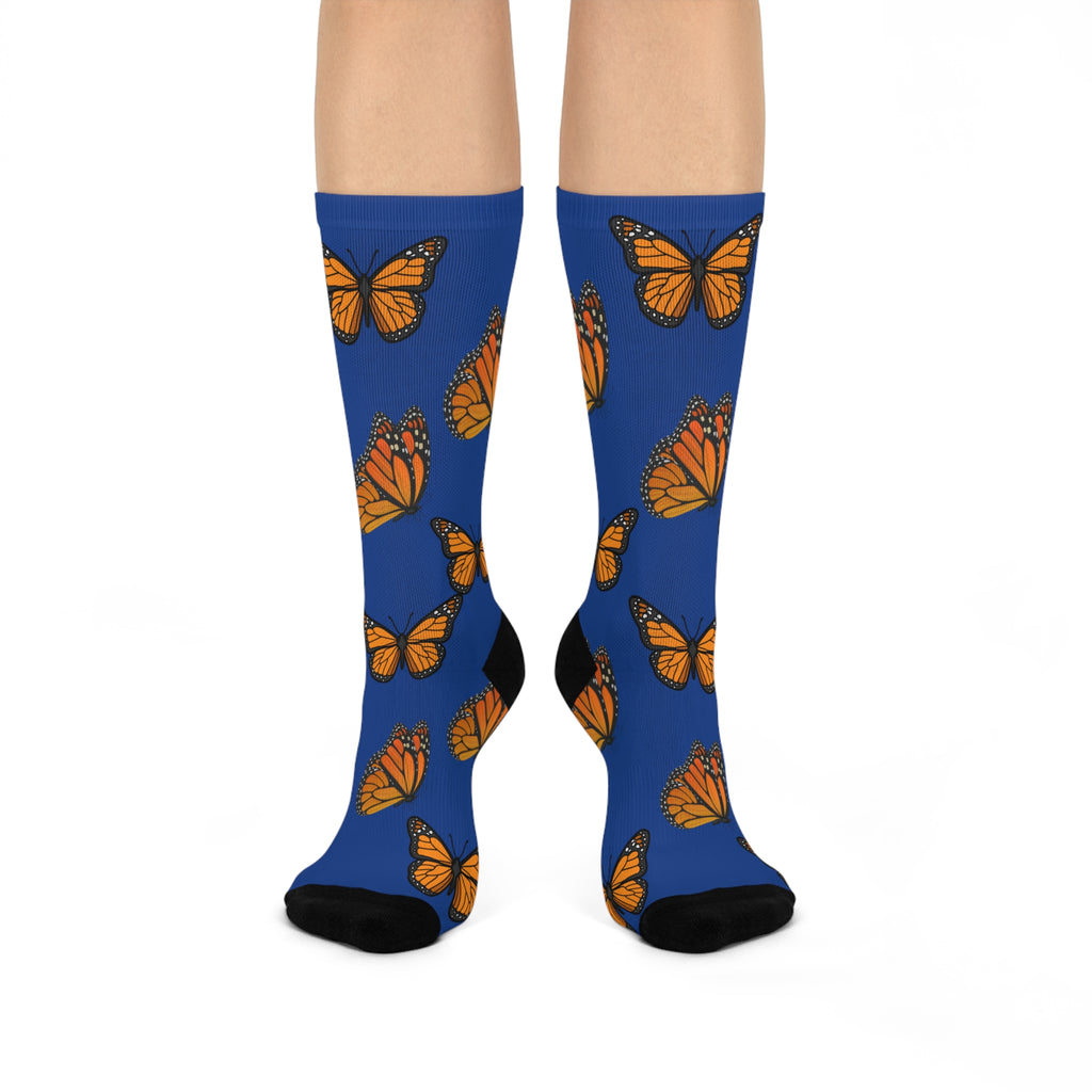Royalty Blue Monarch Miracle Designer Socks  Inspirational  Cushioned Heel & Toe! Made To Match CC Blu's SlumberWear!