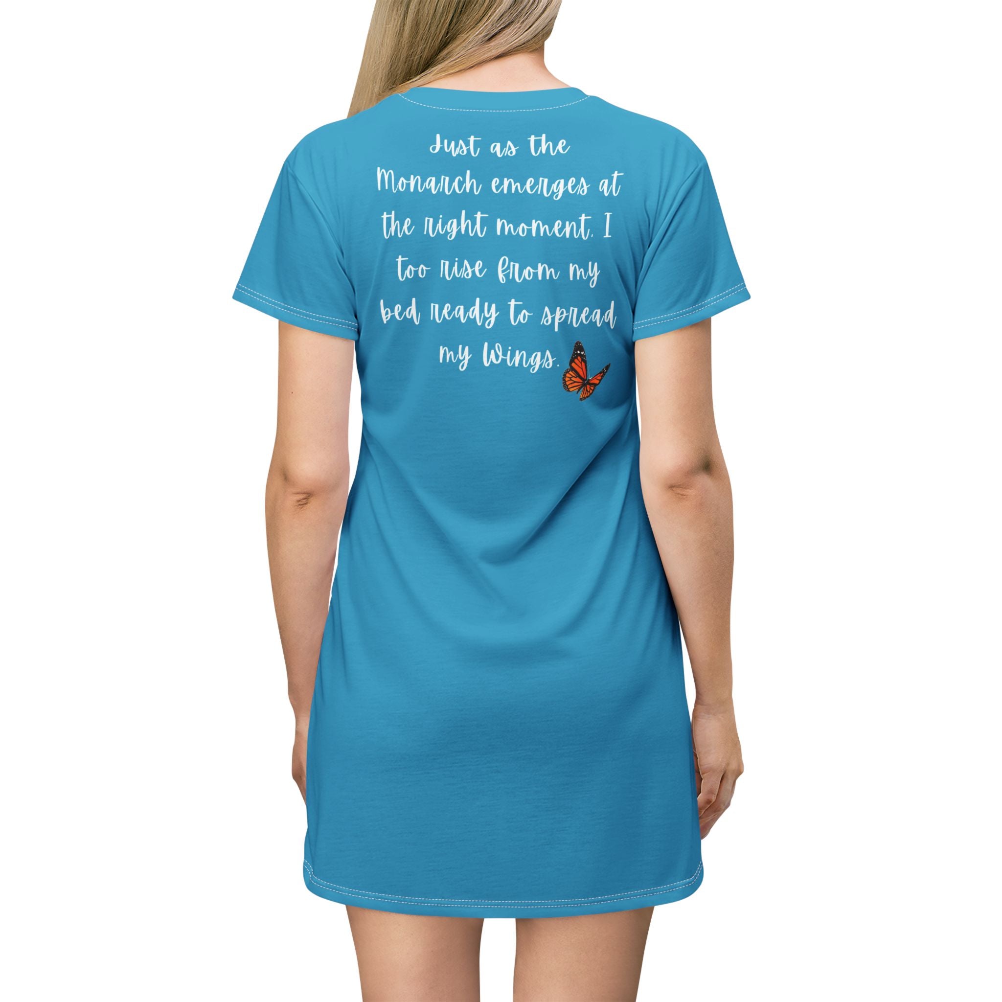Women's Monarch Miracle Tantalizing Teal Inspirational Sleeper T-Dress With-A-Message! Mix & Match CC Blu's SlumberWear Undies & Socks!