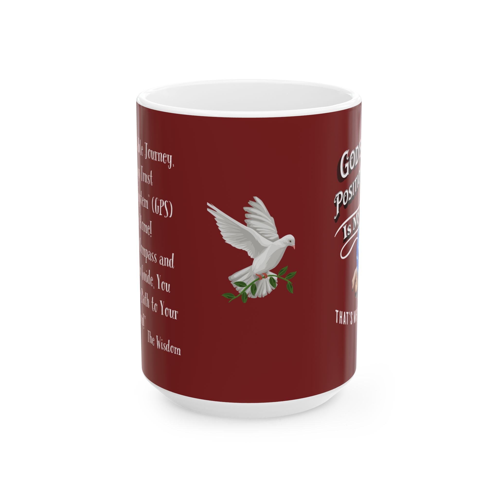 Gods Positioning System (GPS) Cardinal Red 15 oz "Mug-With-A-Message".Matches CC Blu's Tracking Journal To Map Your Day!