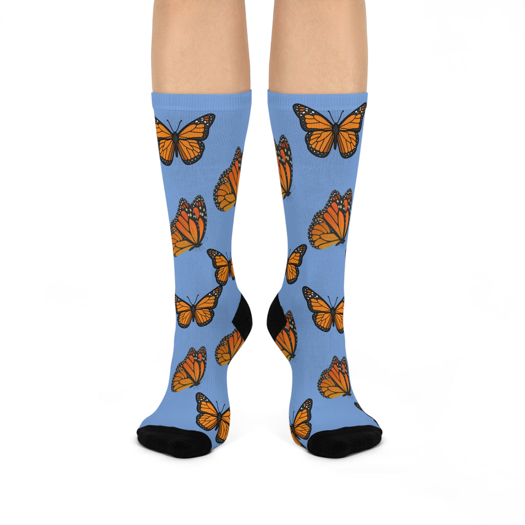 Monarch Miracle Inspirational Carolina Blue Cushioned Heel-&-Toe Stretch Socks. Mix & Match With CC Blu Gift Sets.