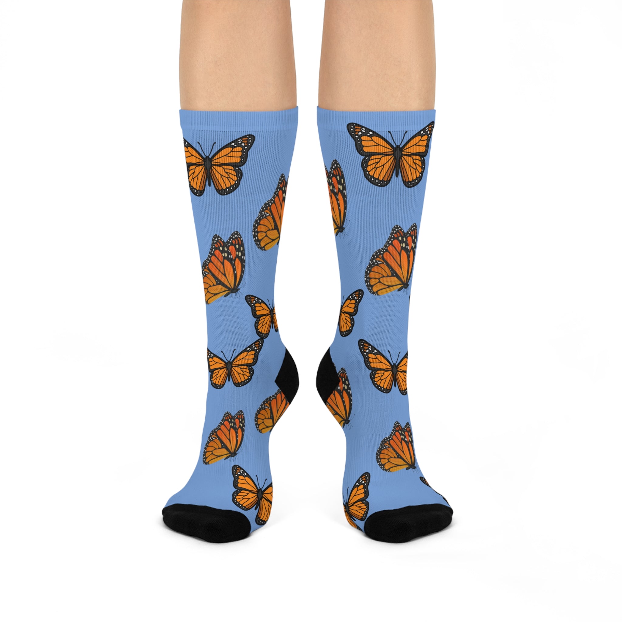 Monarch Miracle Inspirational Carolina Blue Cushioned Heel-&-Toe Stretch Socks. Mix & Match With CC Blu Gift Sets.
