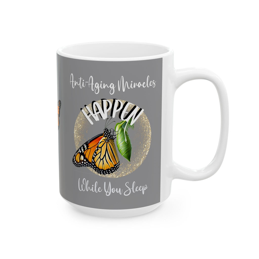 Monarch Miracles Sport Grey 15oz Designer "Mug-With-A-Message."  Start Your Day Ready to Fly!