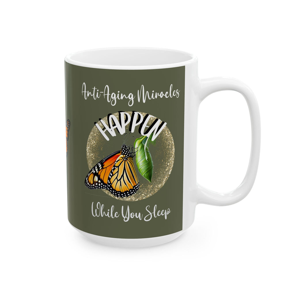 Monarch Miracles Military Green 15 oz Designer "Mug-With-A-Message Pairs with CC Blu's Life-Tracking Morning Journal .