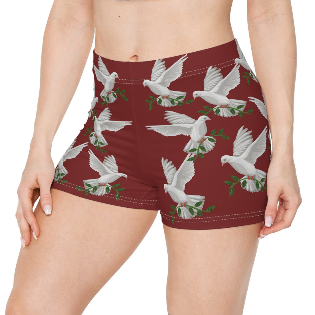 Women's GPS Cardinal Red Dove of Peace, Little-Boy Sleep-Shorts Match CC Blu's SlumberWear-T Dress & Socks Gift Set.
