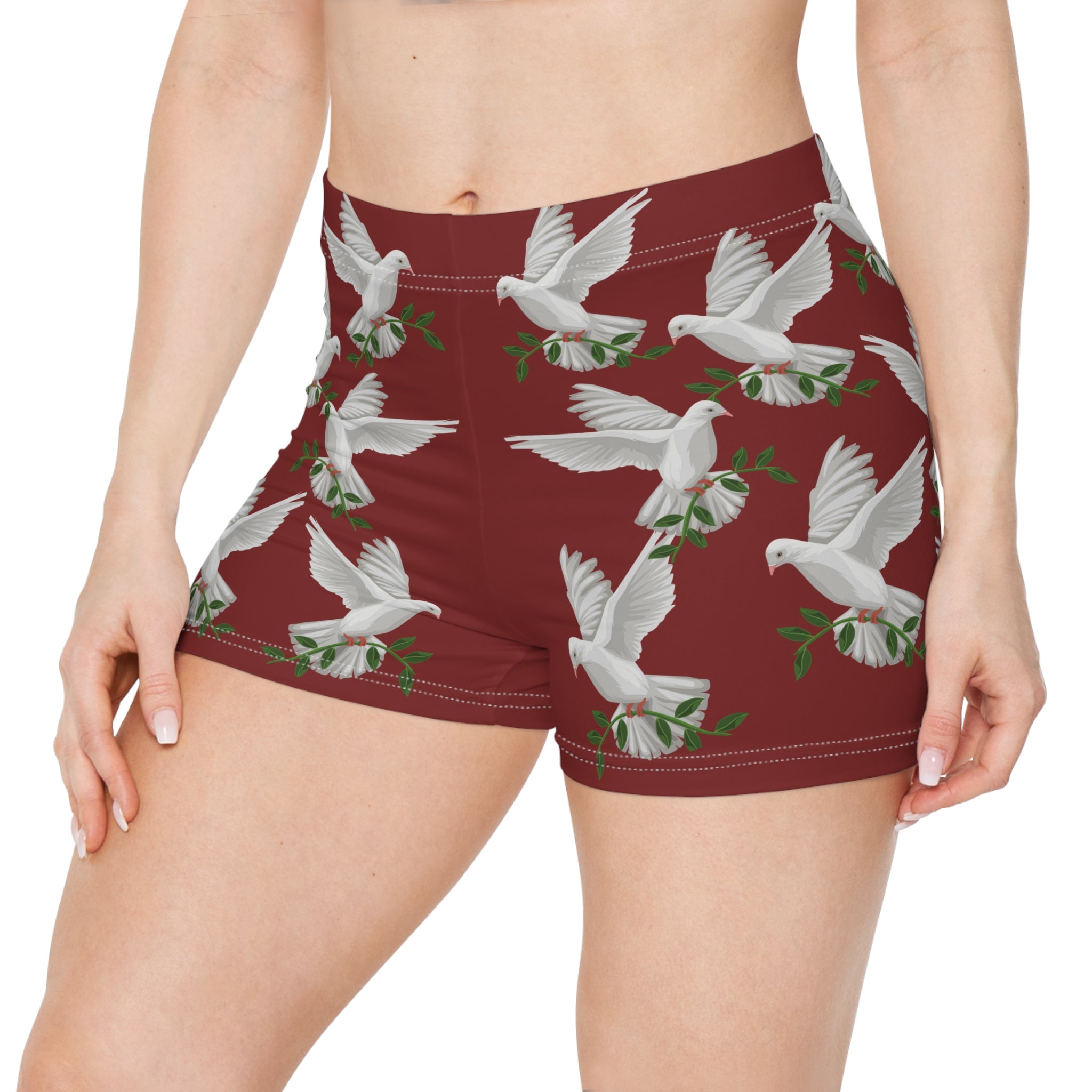 Women's GPS Cardinal Red Dove of Peace, Little-Boy Sleep-Shorts Match CC Blu's SlumberWear-T Dress & Socks Gift Set.