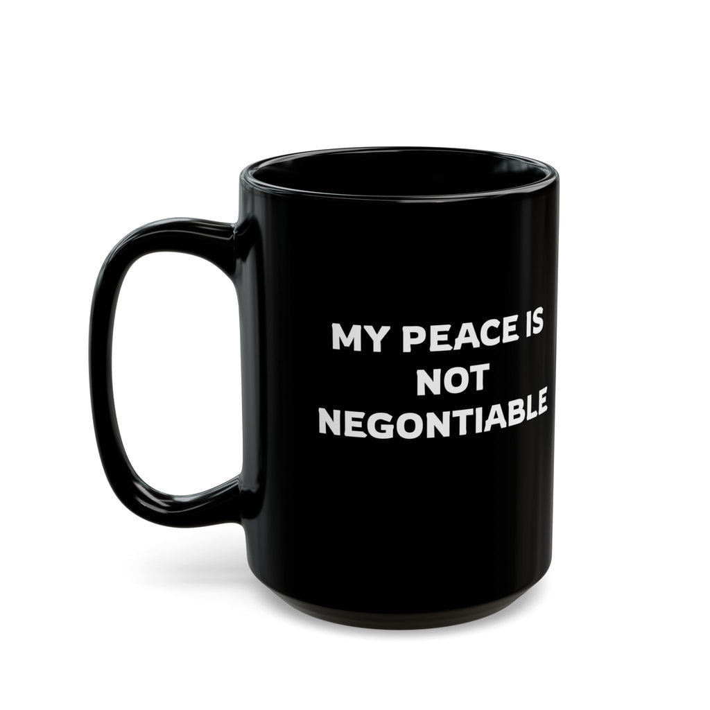 Stop! I Do Have Boundaries Black 15 oz Morning Mug — Funny T-Rex Coffee Cup for Boundary-Setting