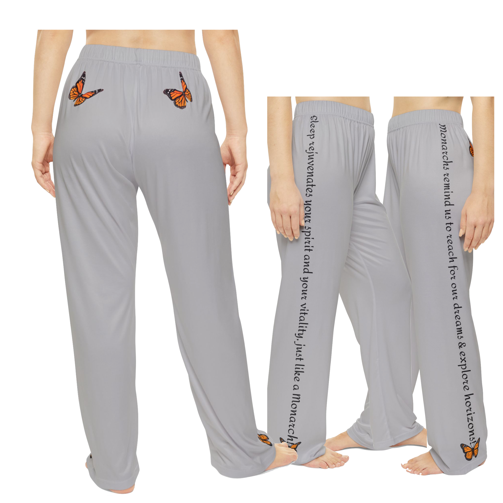 Women's Inspirational Sport Grey Monarch PJ Bottoms With-A-Message! Mix & Match With CC Blu's SlumberWear Gift Sets For Women
