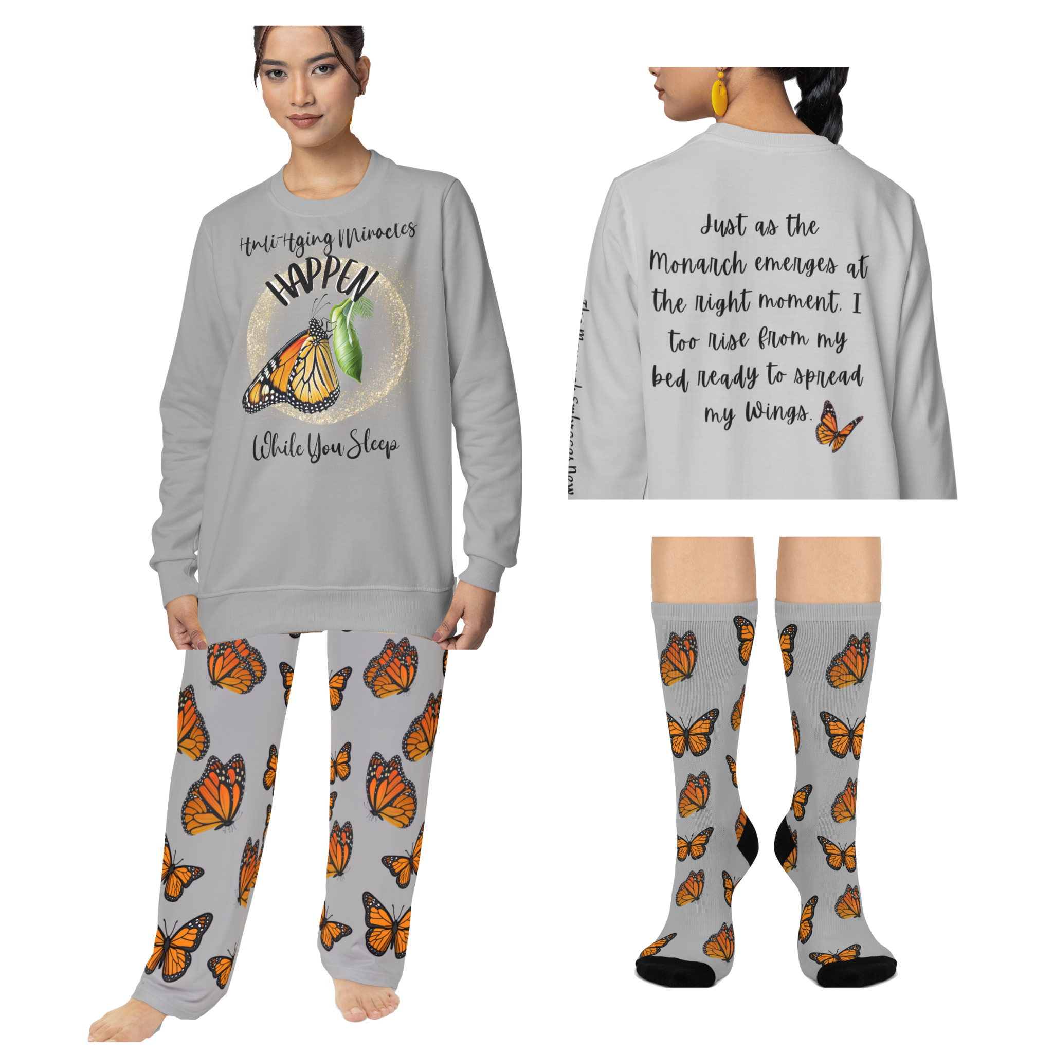 Monarch Miracle Grey Knee-Hi Stretch Cushioned Toe & Heel Socks Designed To Mix & Match With CC Blu SlumberWear Gift Sets!