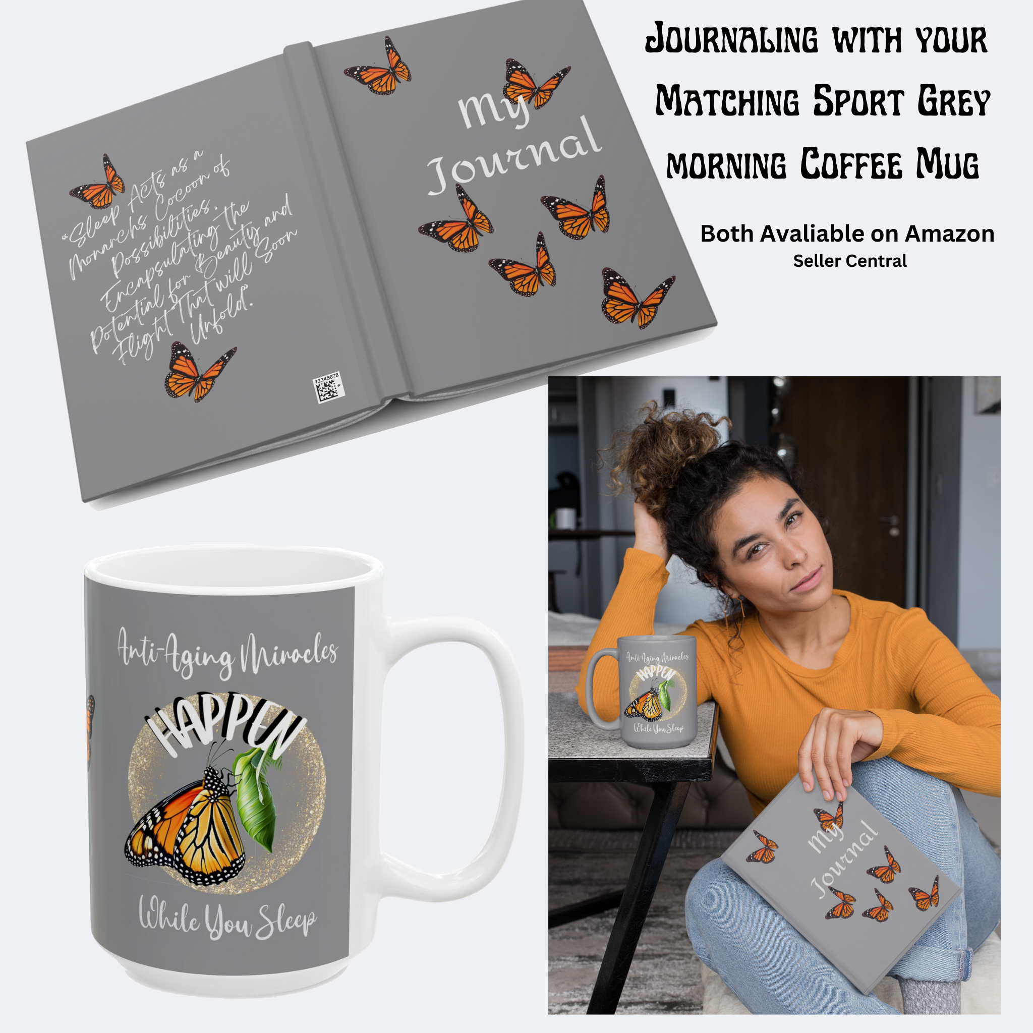 Monarch Miracles Sport Grey 15oz Designer "Mug-With-A-Message."  Start Your Day Ready to Fly!
