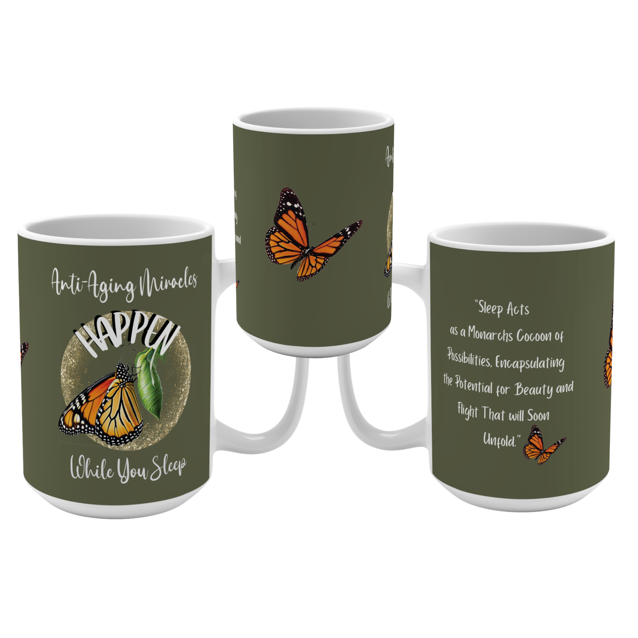 Monarch Miracles Military Green 15 oz Designer "Mug-With-A-Message."Mix & Match With All SlumberWear