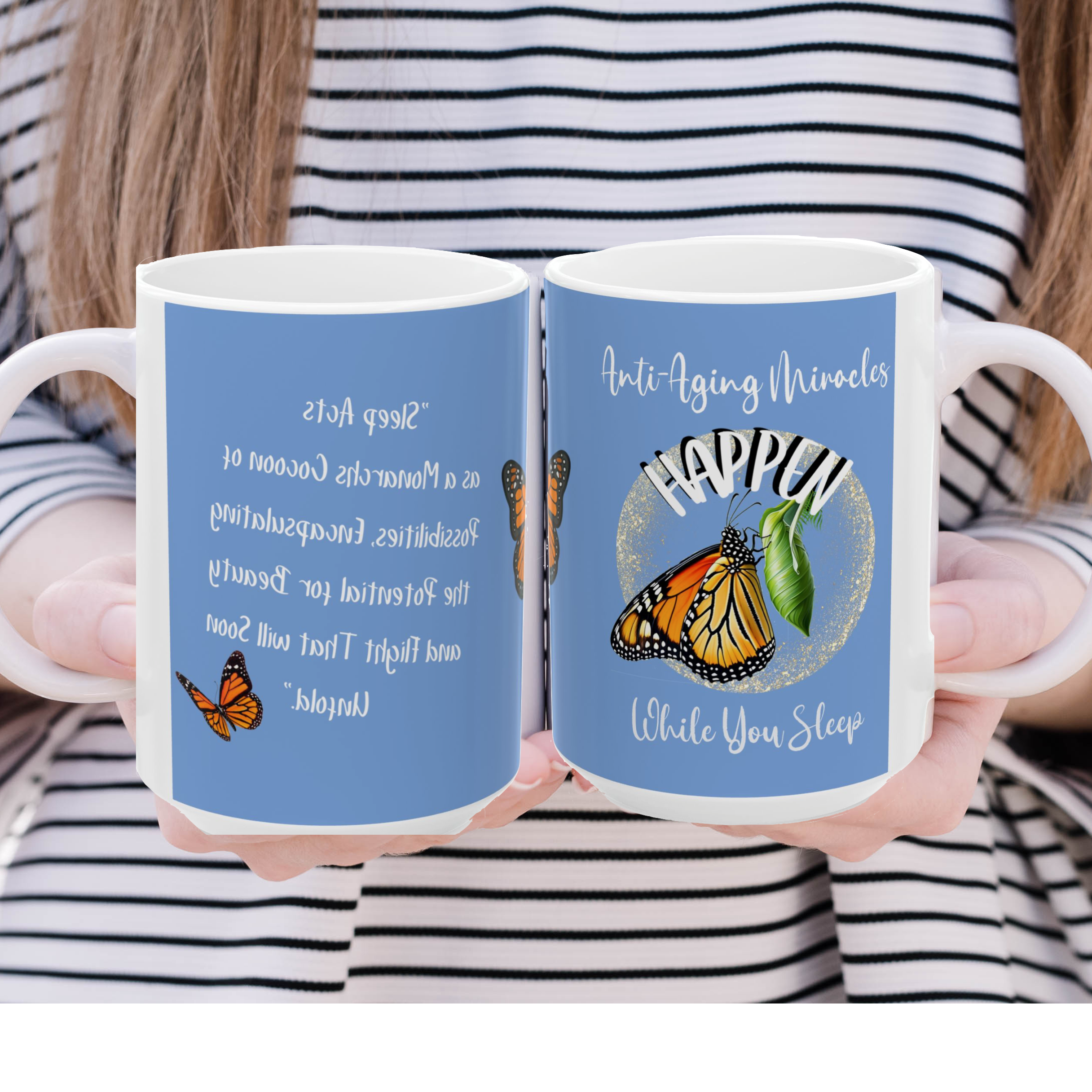 Stunning 15oz Carolina Blue Monarch Coffee Mug With-A-Message to Start Your Day Flying!