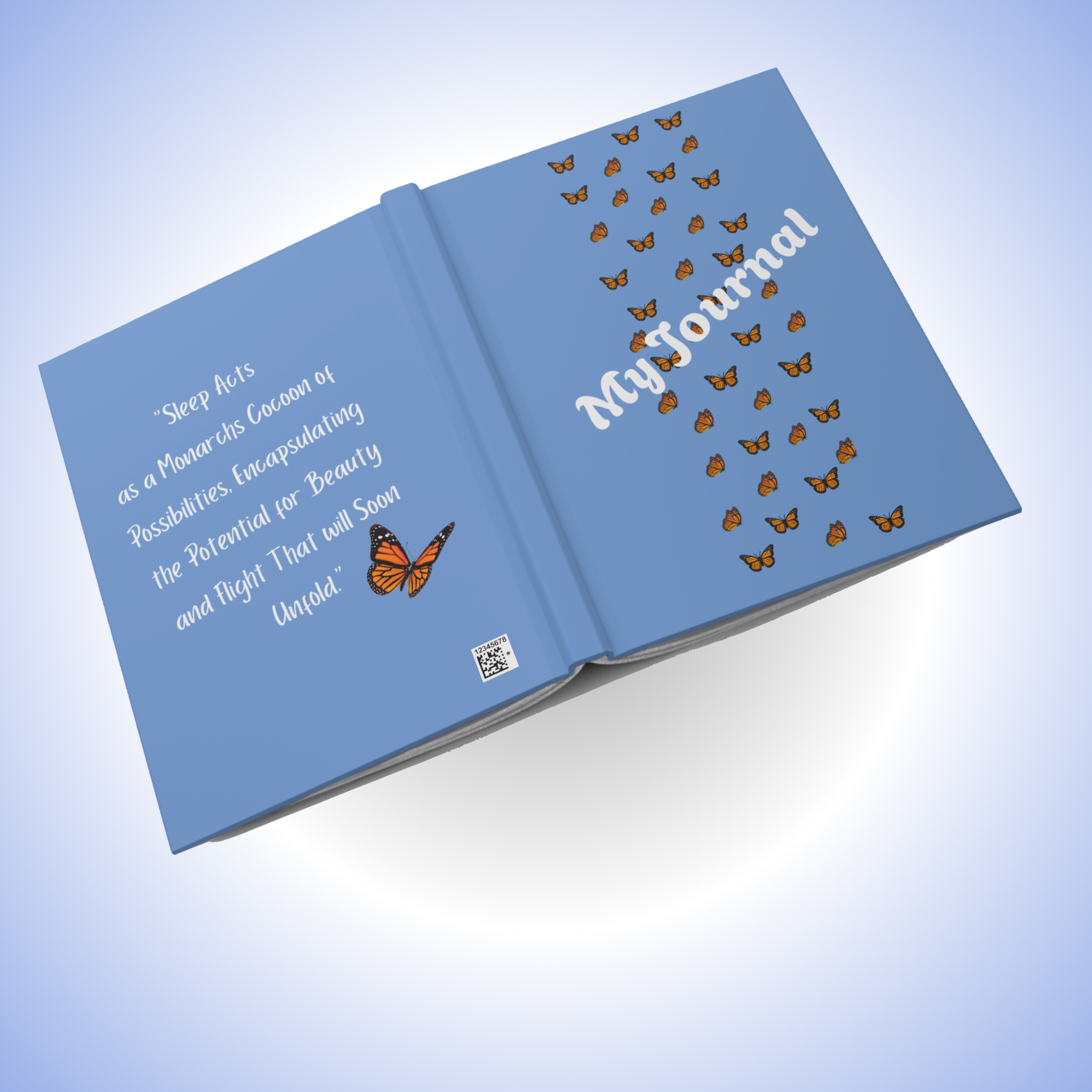 Monarch Miracles  Carolina Blue Inspirational Hardcover Life-tracking Morning Journal.