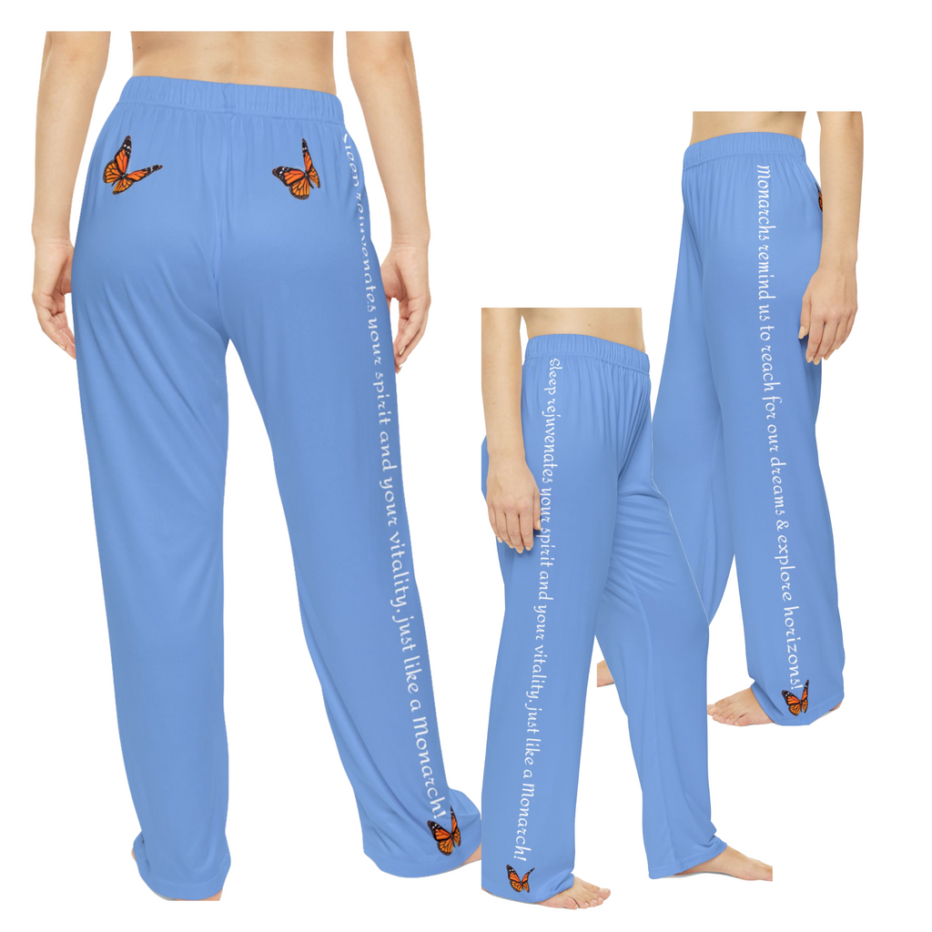 Women's Monarch Inspirational Carolina Blue Butterfly Pajama Pants!  Mix & Match CC Blu's Sweatshirt Sleep-Top & Socks!