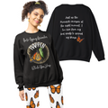 Women's Monarch Miracle Inspirational Black Sweatshirt-Style Pajama Sleep-Top With-A-Message!