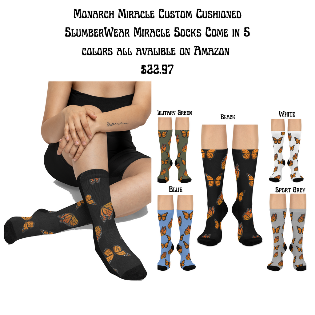 Monarch Miracles Inspirational Black Super Butterfly Socks! Made to Mix & Match With All CC Blu Monarch Miracle SlumberWear!