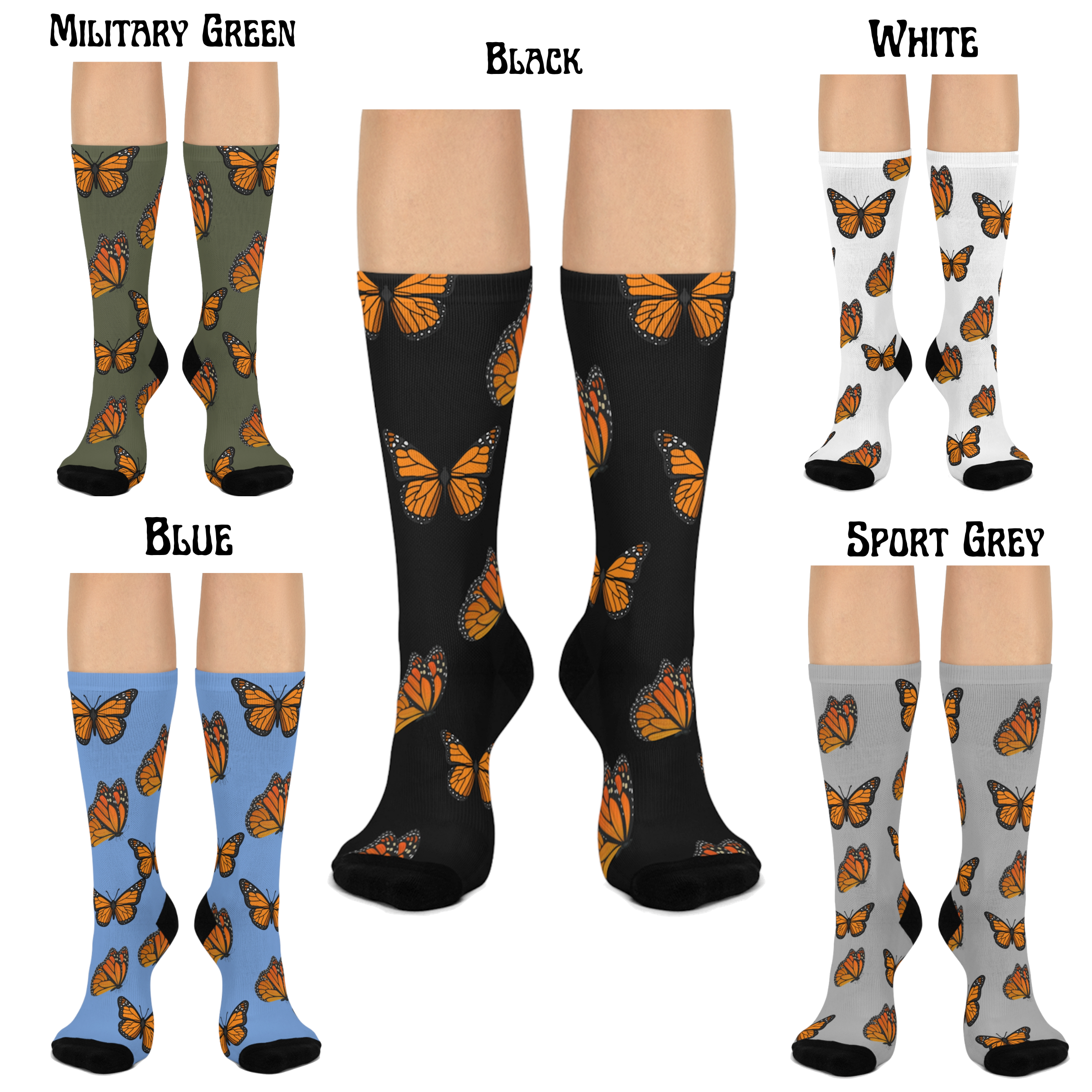 Monarch Miracles Inspirational Black Super  Butterfly Socks!, Made to Mix & Match With All CC Blu SlumberWear!