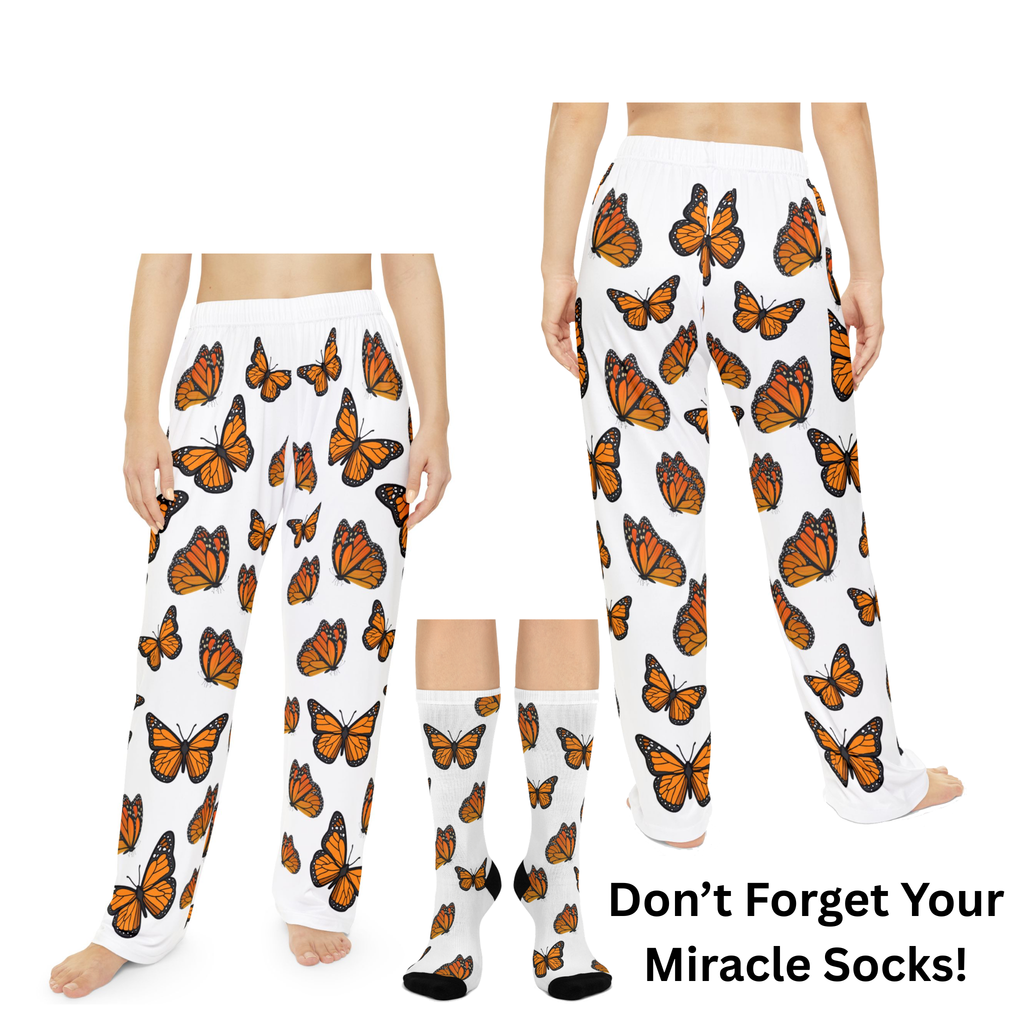 Women's Monarch Miracle Inspirational White Butterfly Pajama Pants. Made to Mix & Match  CC Blu's SlumberWear