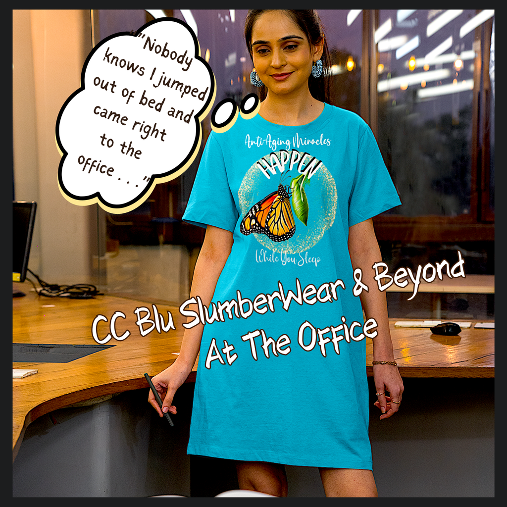 Women's Monarch Miracle Tantalizing Teal Inspirational Sleeper T-Dress With-A-Message! Mix & Match CC Blu's SlumberWear Undies & Socks!