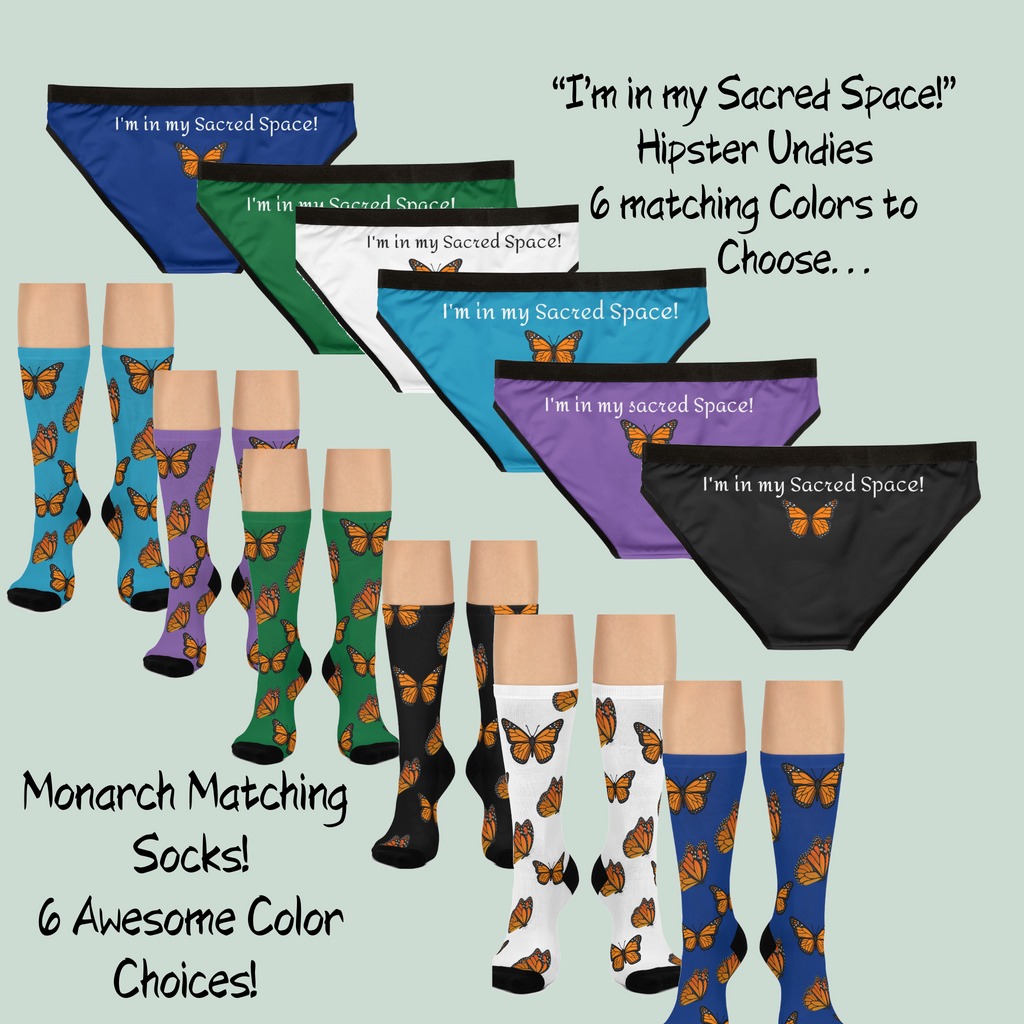 Inspirational Women's Monarch Miracle Tantalizing Teal Hipster Undies! Match-It-With CC Blu SlumberWear T-Dress & Socks!