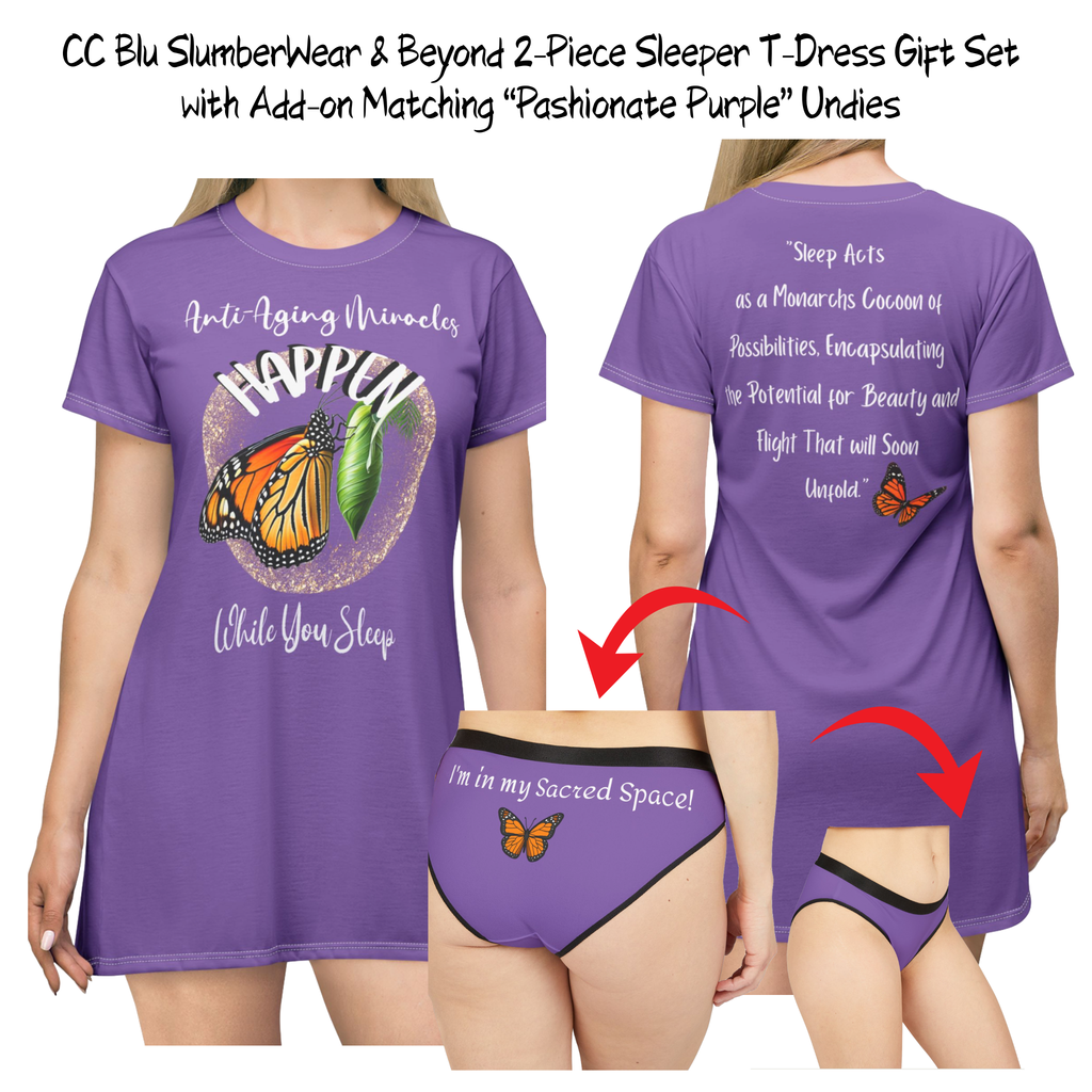 Women's Inspirational Monarch Miracle Passionate Purple Hipster Undies! Match It With CC Blu's Sleepshirt T-Dress & Socks!