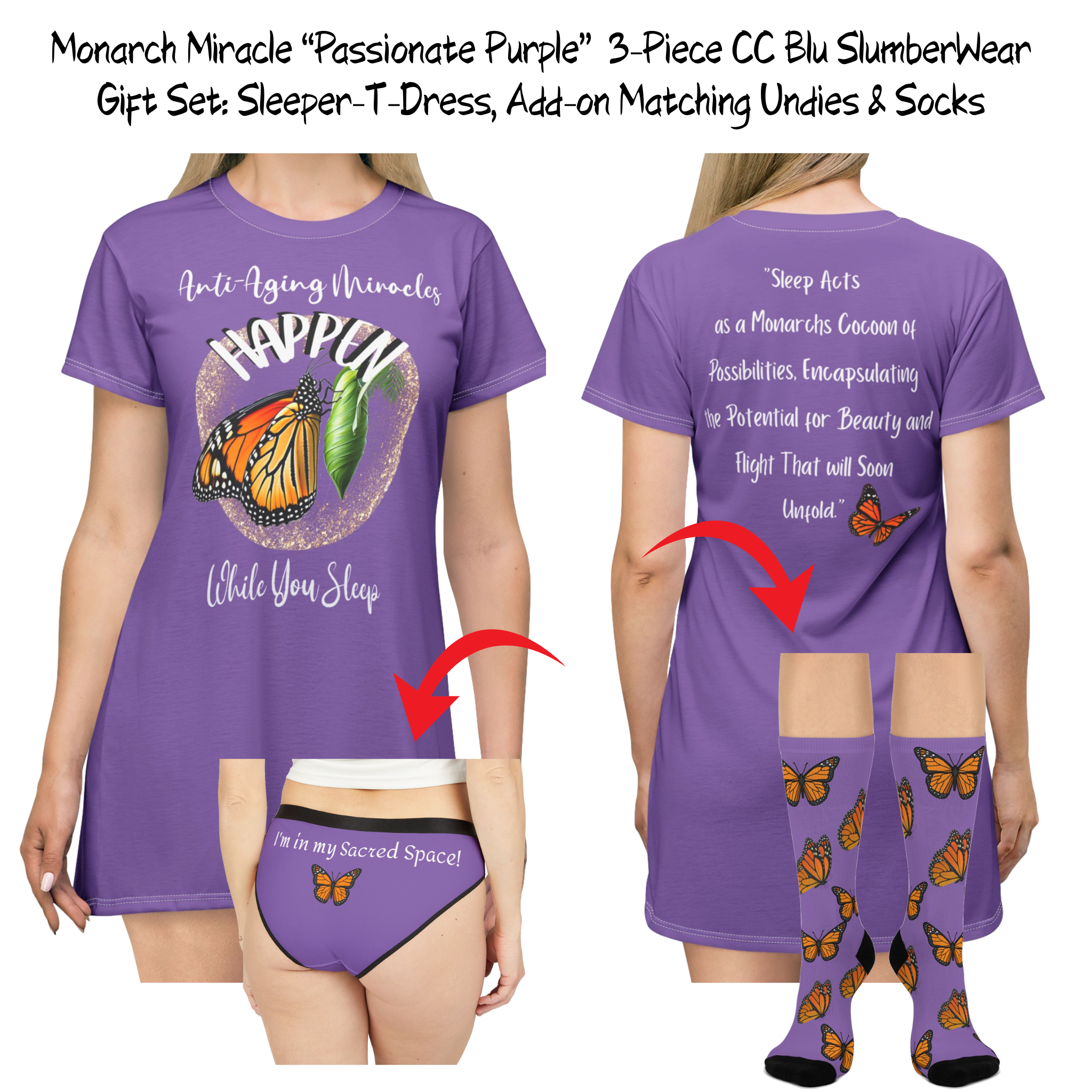Monarch Miracles Inspirational Passionate Purple Super Designer Socks! Made to Match All CC Blu SlumberWear!