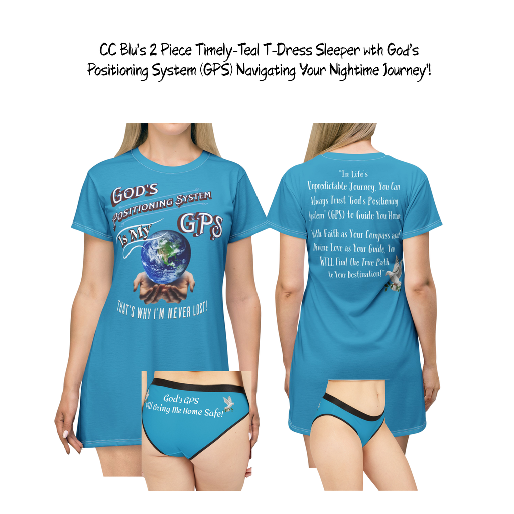 God's GPS Women's Timeless-Teal Hipster Underwear With-A-Message! Buy it With CC Blu Matching SlumberWear T-Dress & Socks!